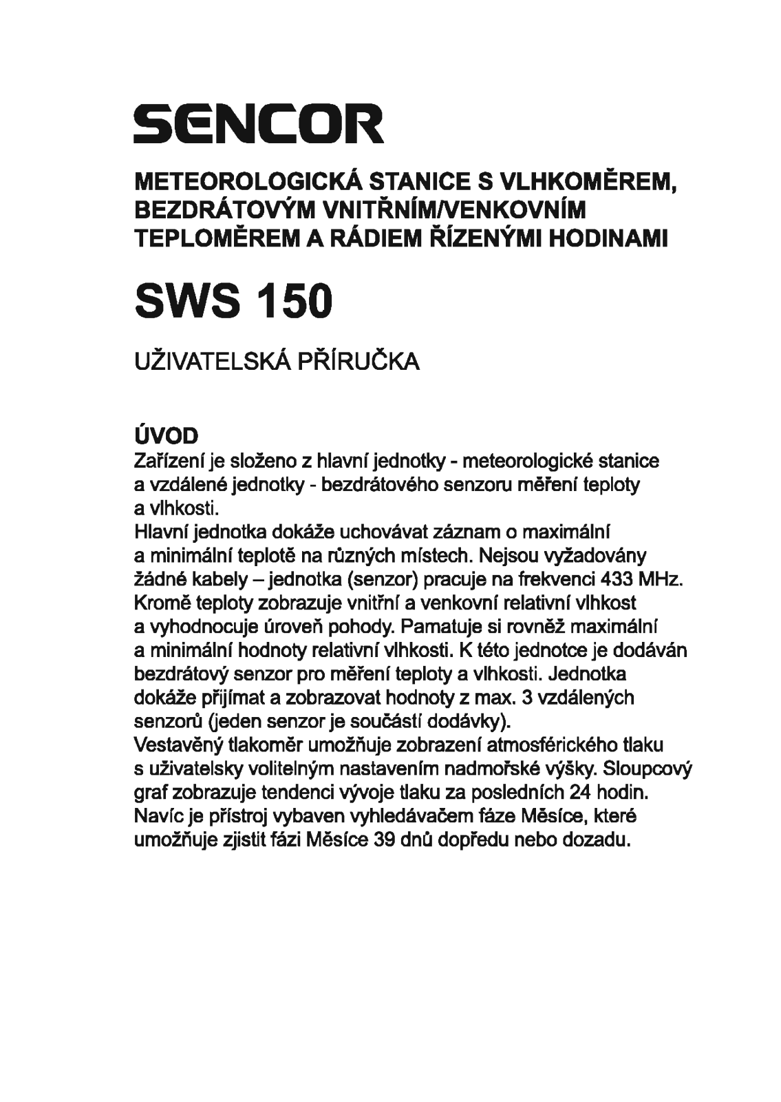 Sencor SWS 150 User Manual