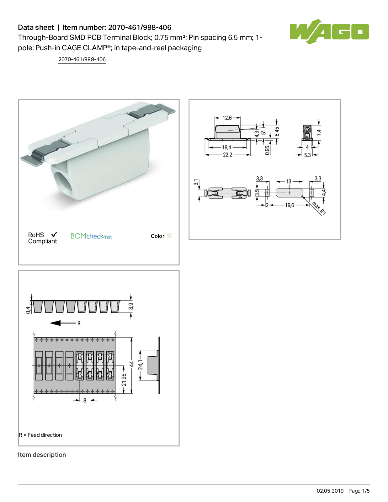 Wago 2070-461/998-406 Data Sheet