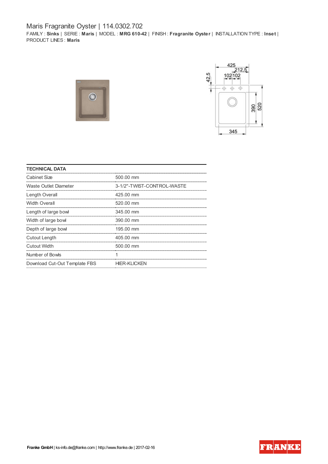 Franke 114.0302.702 Service Manual