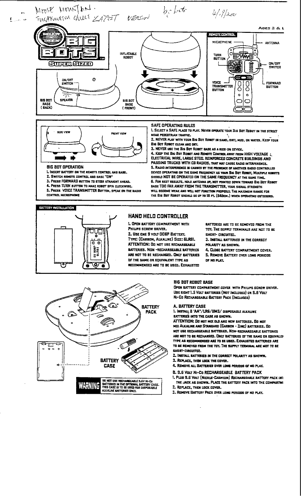 Moose Mountain Toymakers 6000S User Manual