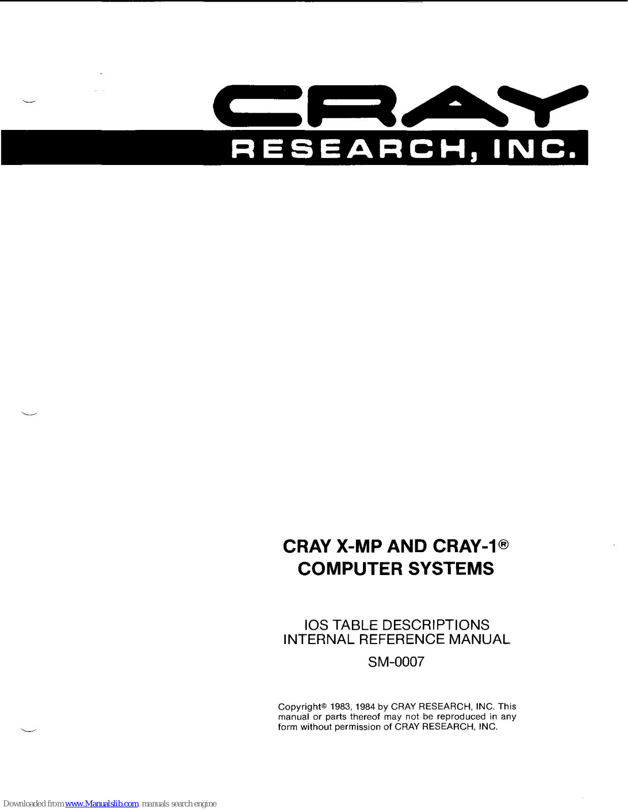 Cray X-MP, CRAY-1 Reference Manual - ManualMachine.com