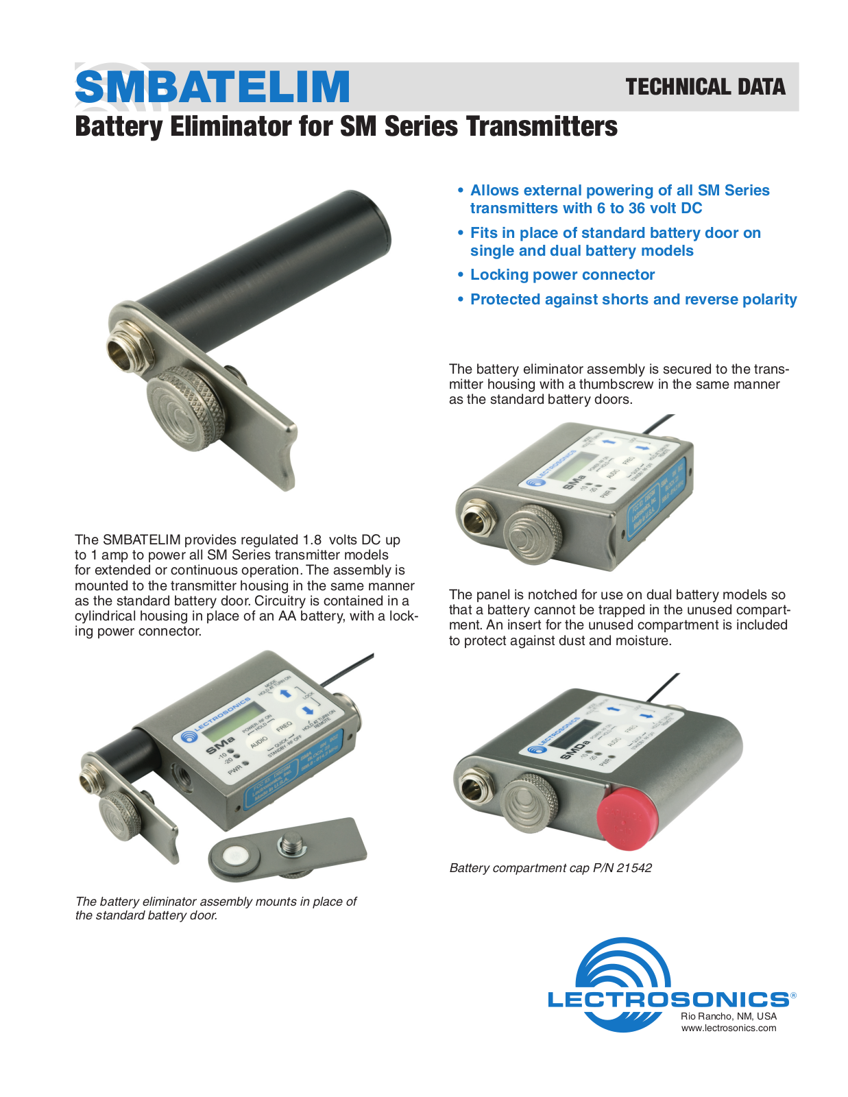 Lectrosonics SMBATELIM User Manual