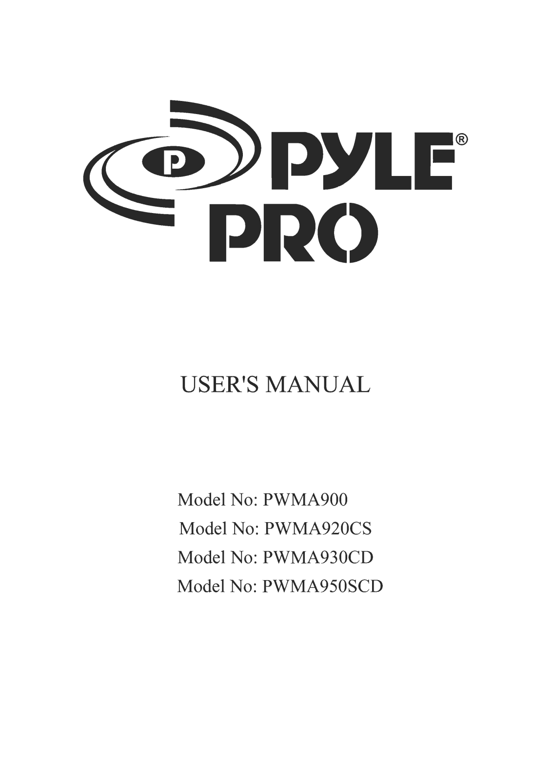 PYLE Audio PWMA950CSD Owner's Manual