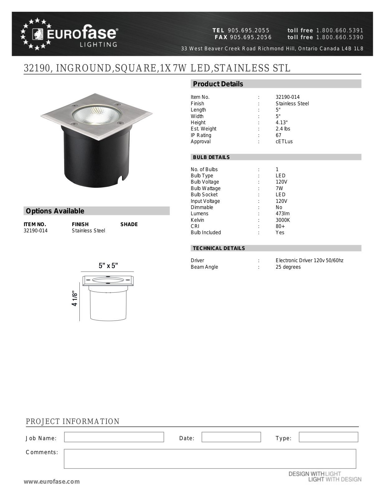 Eurofase XEO4297 Specifications - ManualMachine.com