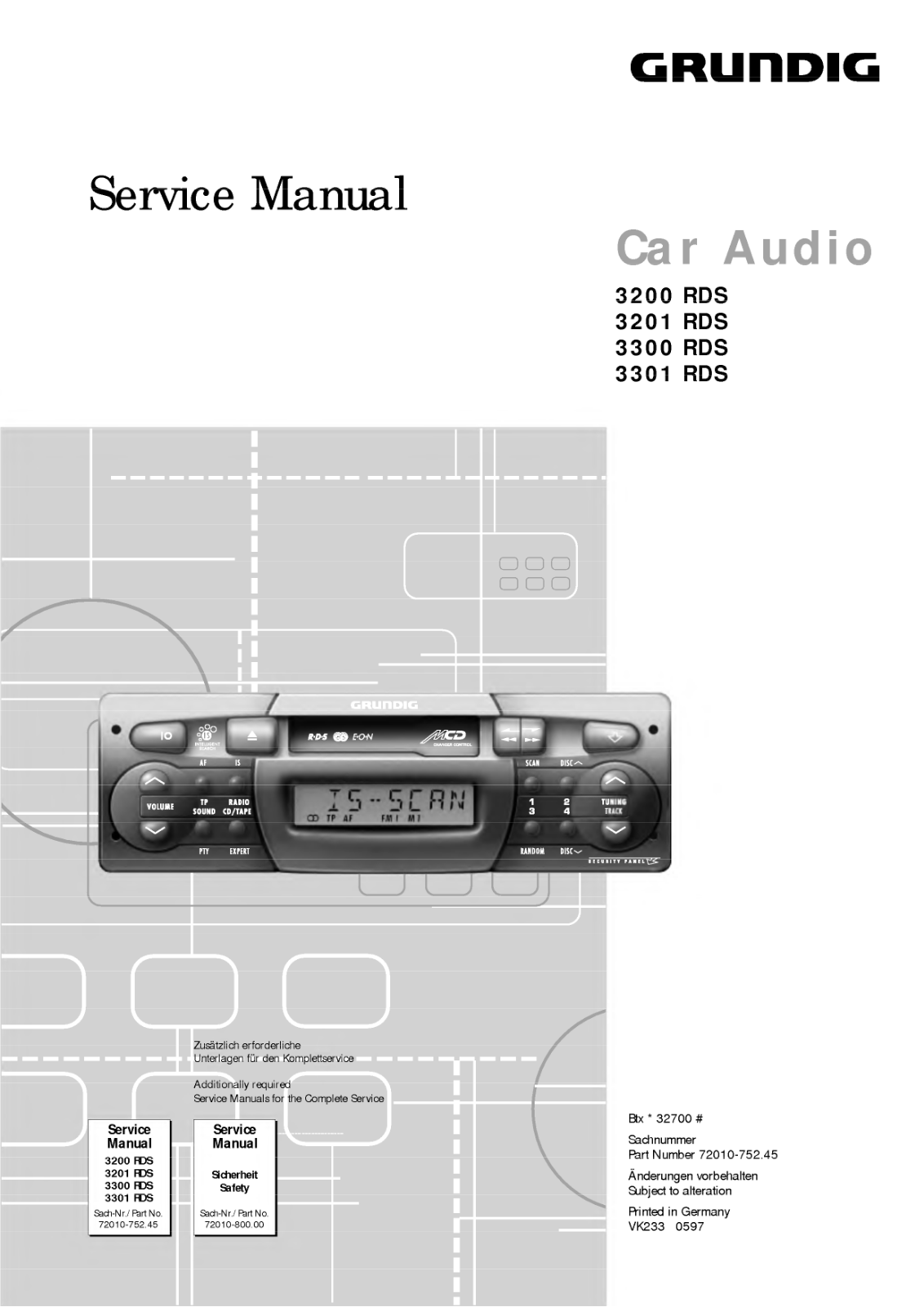 Grundig WKC-3301-RDS, WKC-3300-RDS, WKC-3201-RDS, WKC-3200-RDS Service Manual