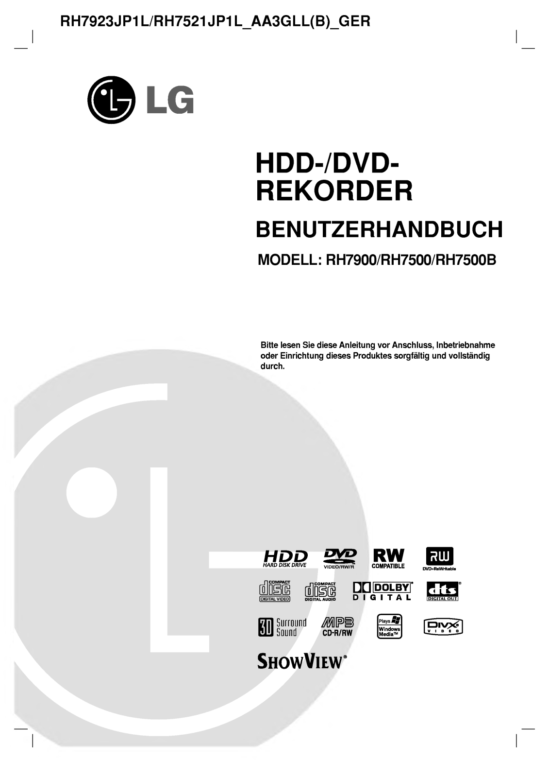 Lg RH7500B, RH7500, RH7900 User Manual