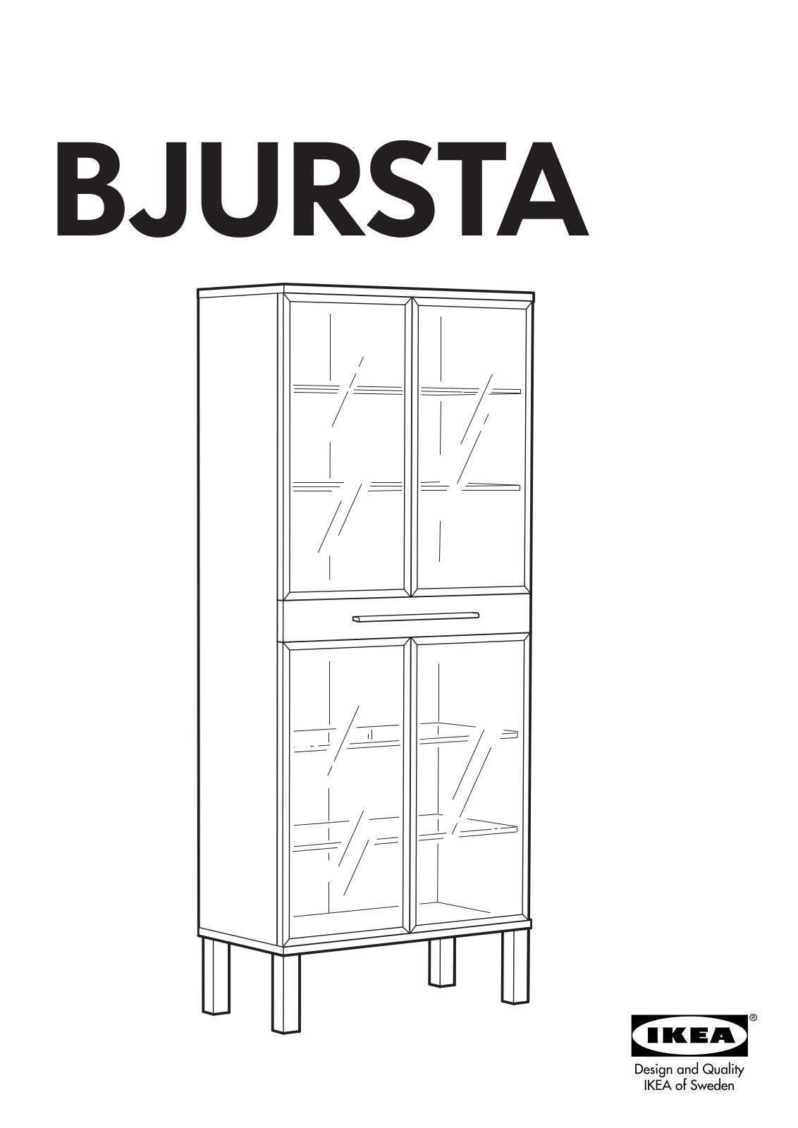 IKEA BJURSTA GLASS-DOOR CABINET 32X75 Assembly Instruction