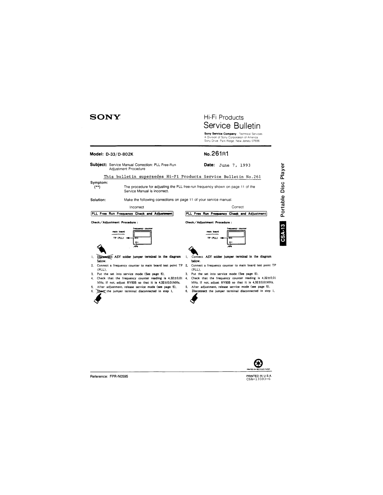 Sony D-33, D-802K Service Manual