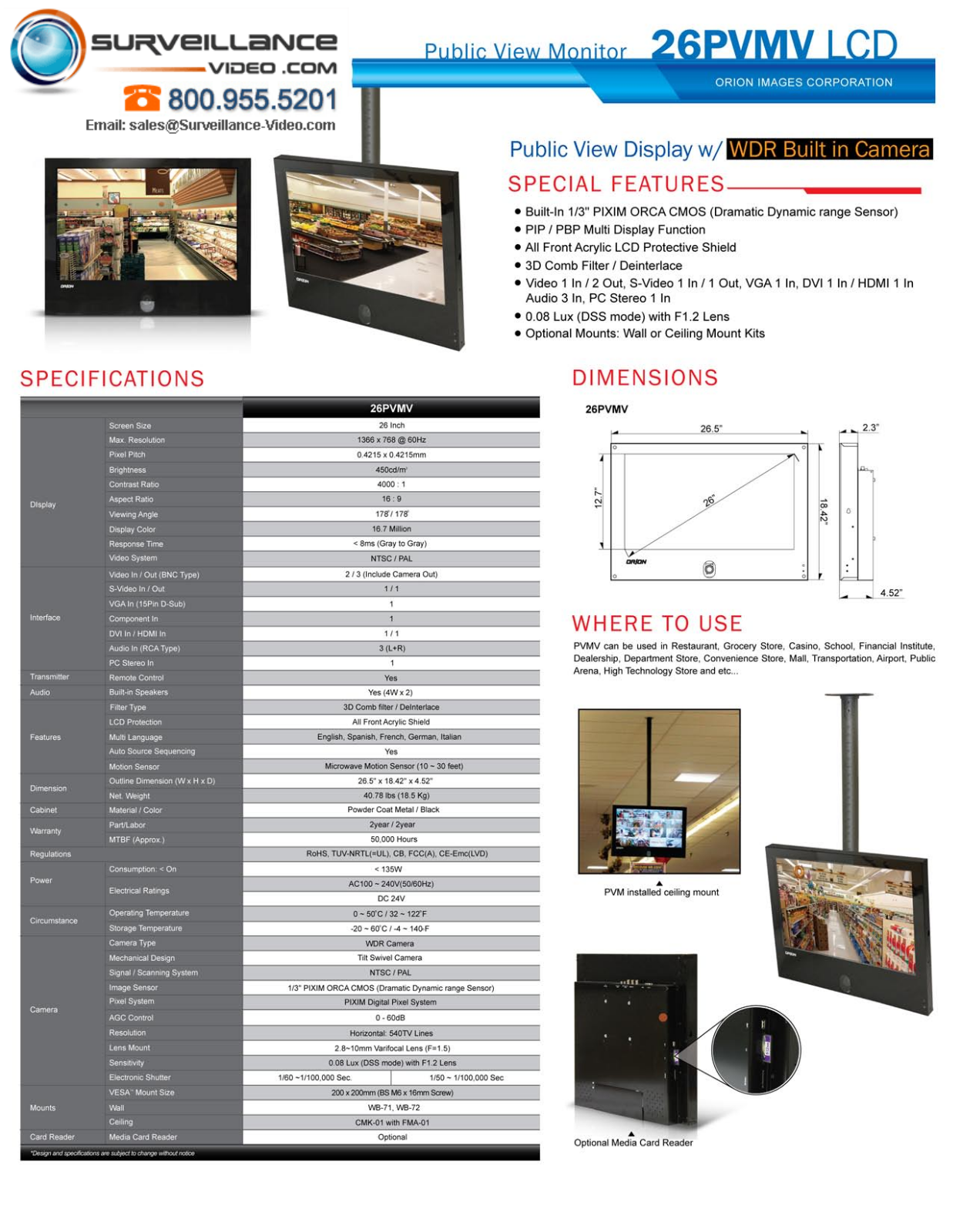 Orion 26PVMV Specsheet