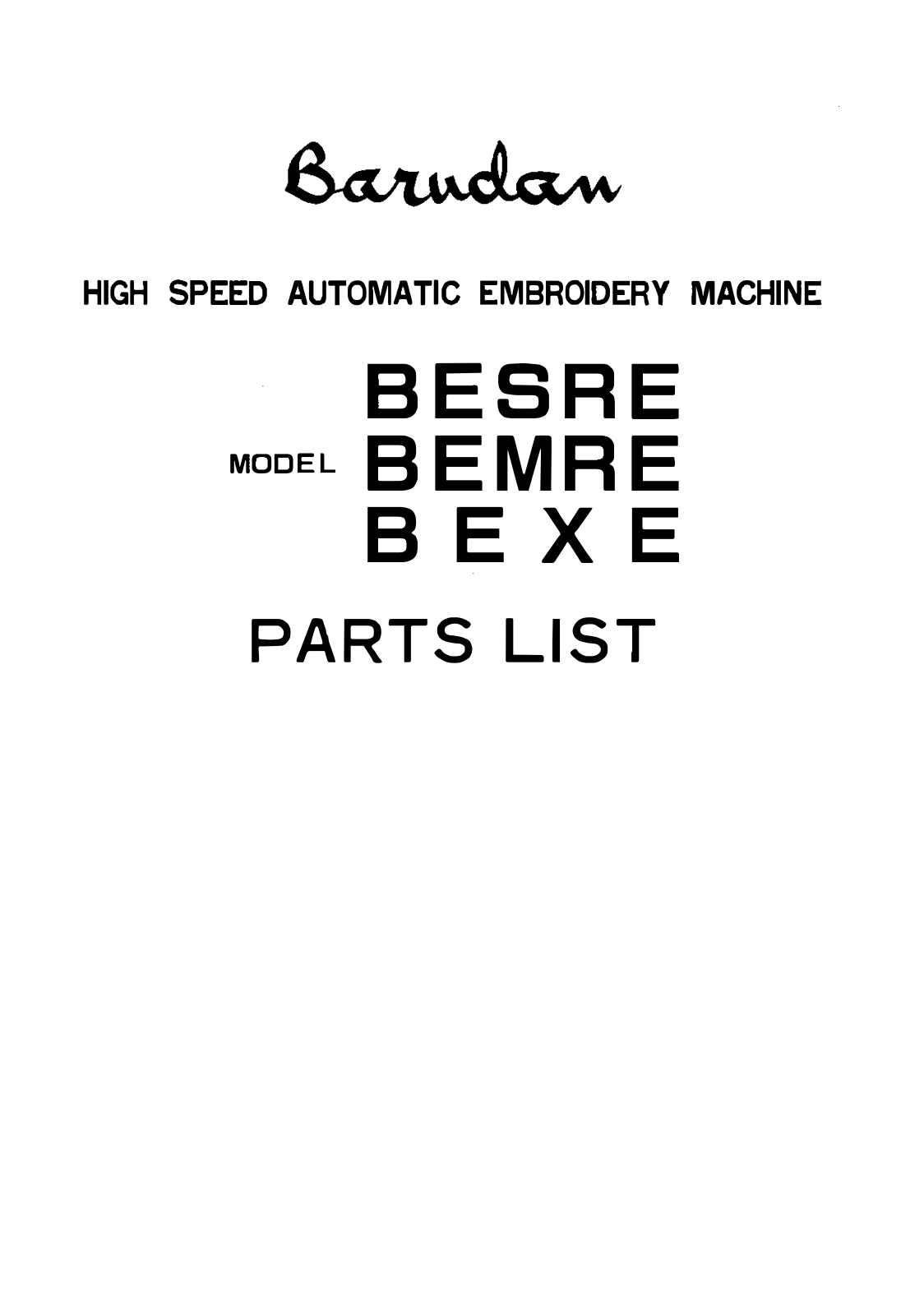 Barudan BESRE, BEMRE, BEXE User Manual - ManualMachine.com