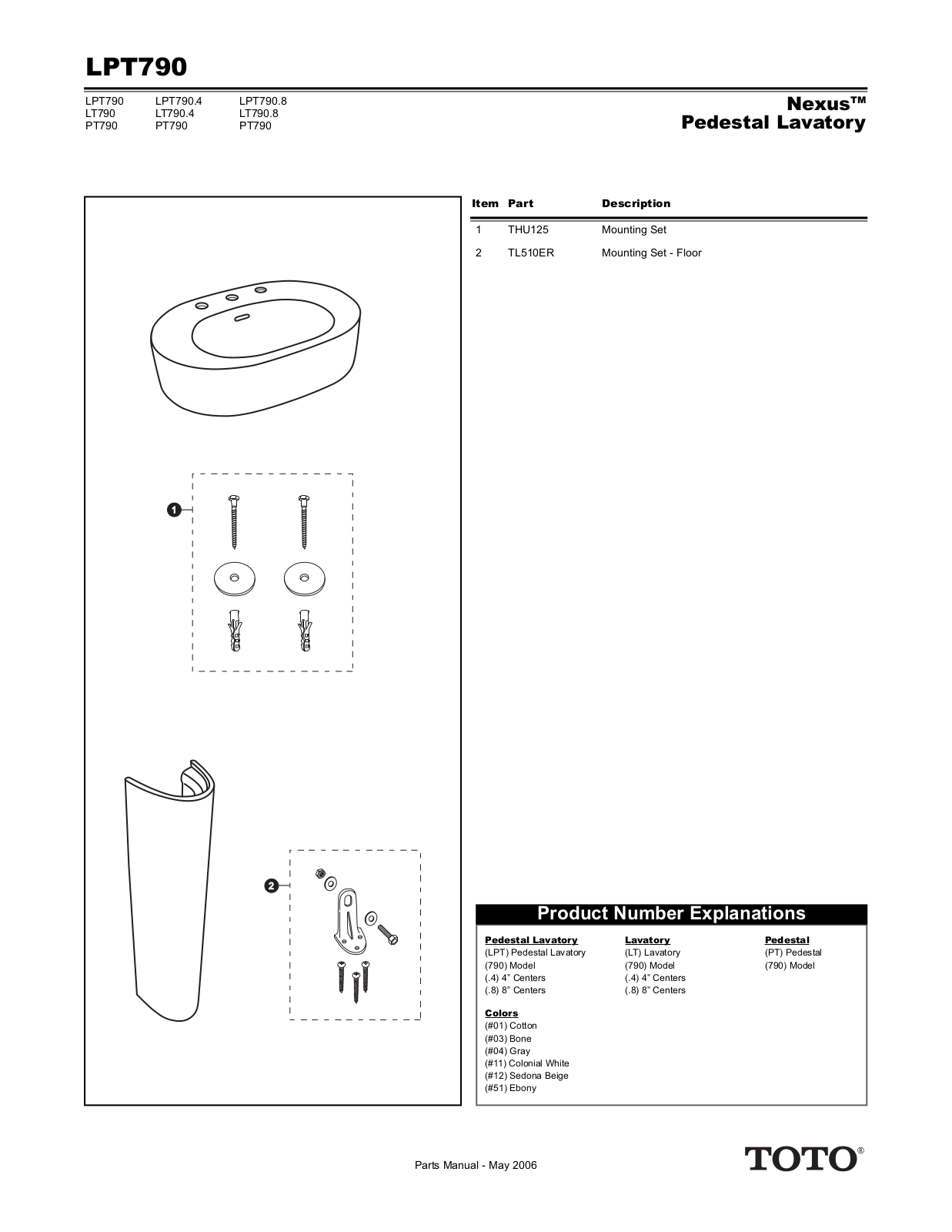 Toto LPT79011 User Manual