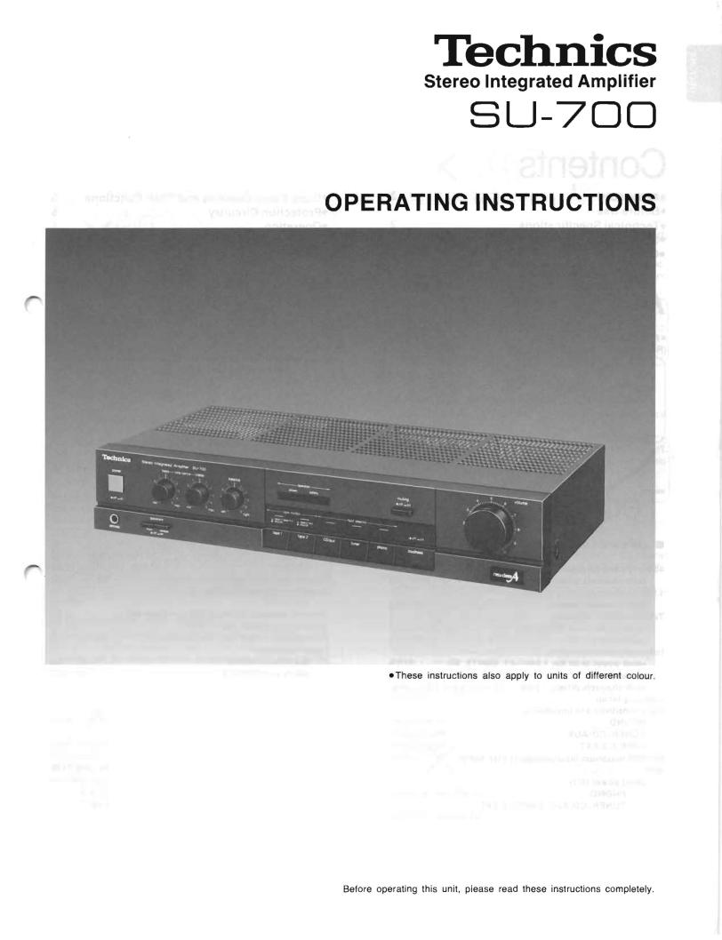 TECHNICS SU-700 User Manual