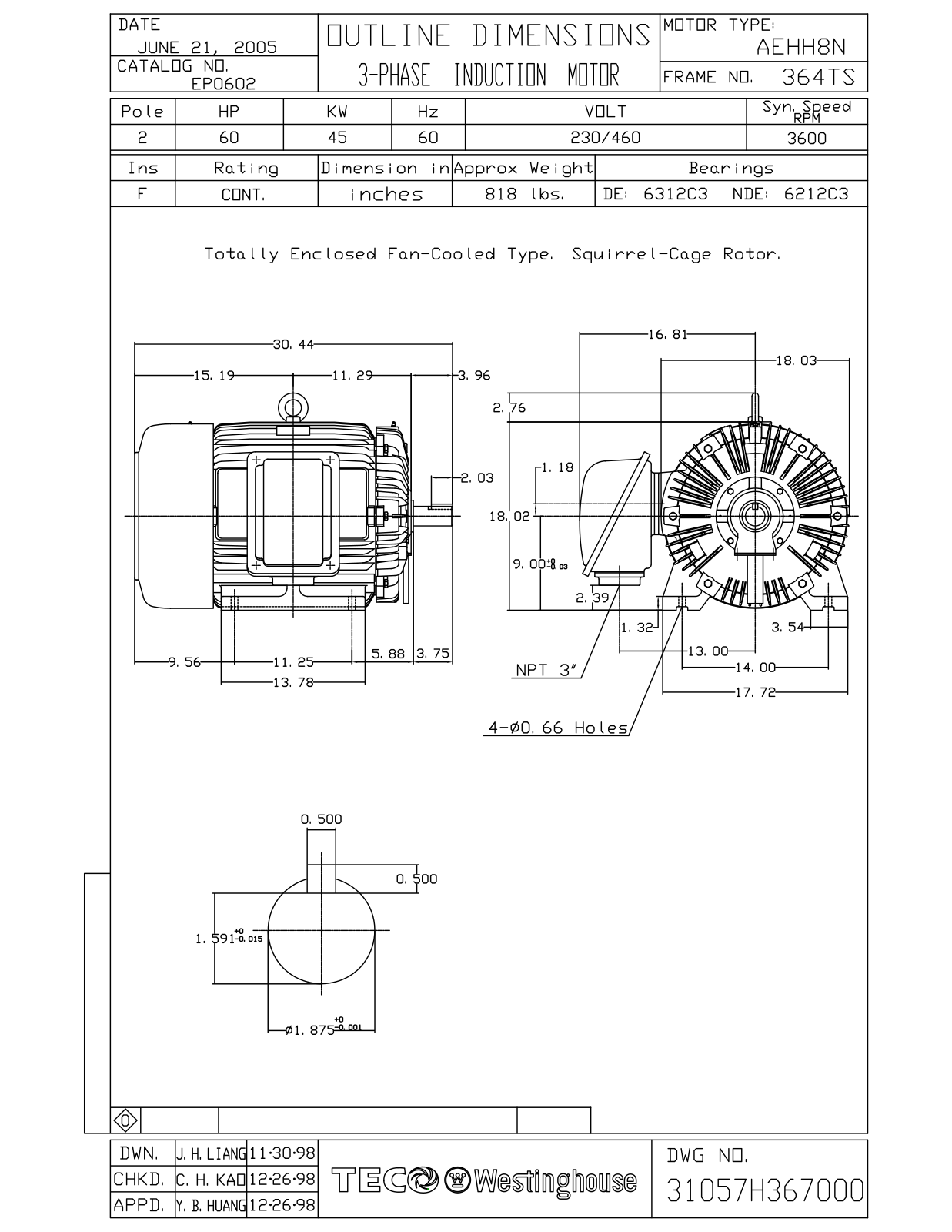Datasheet EP0602 Reference Drawing (Teco) - ManualMachine.com