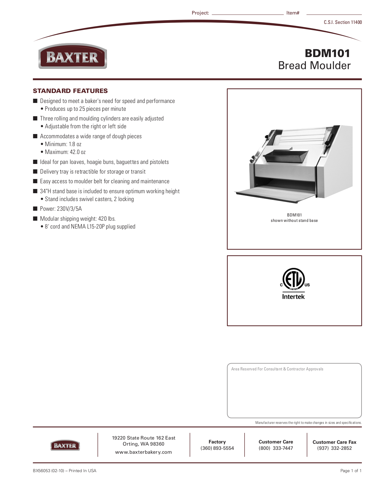 Baxter BDM101 User Manual