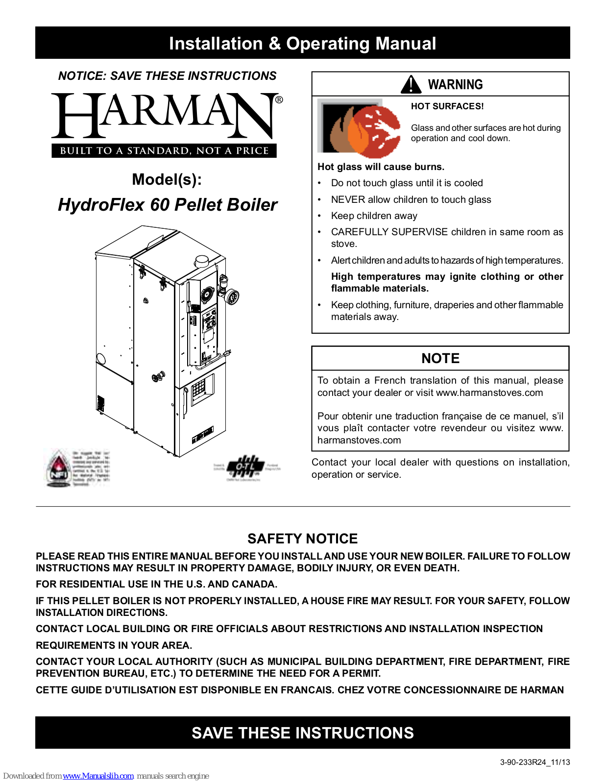 Harman HydroFlex 60 Installation & Operating Manual