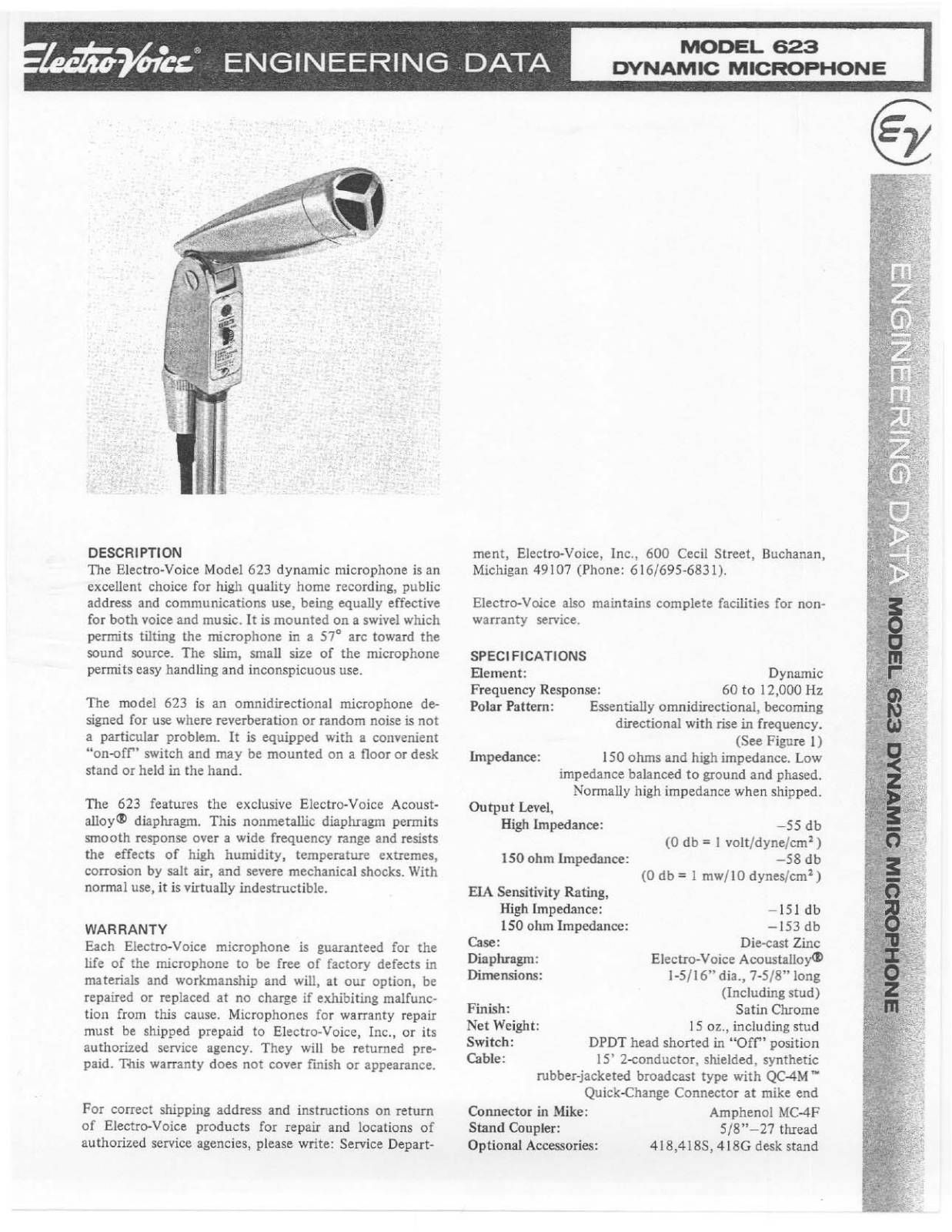 Electro-voice 623 DATASHEET