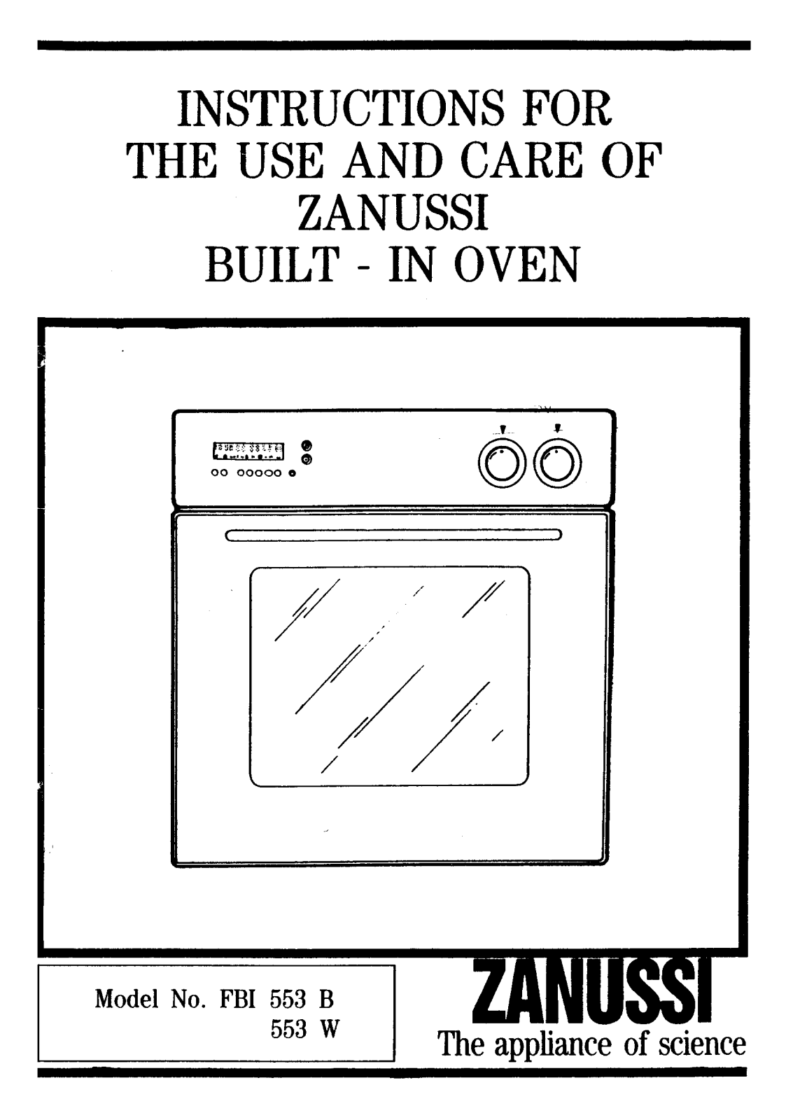 Zanussi FBI 553 B, FBI 553 W Instruction Manual