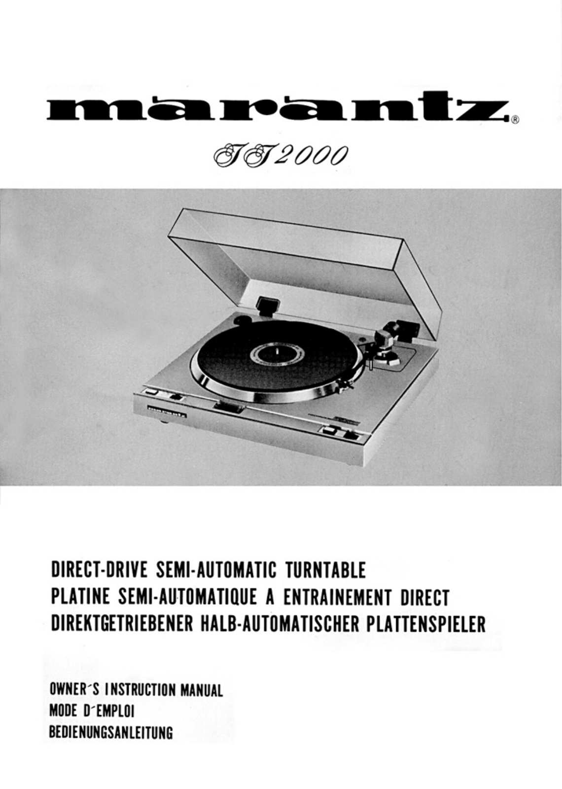 Marantz TT-2000 Owners Manual