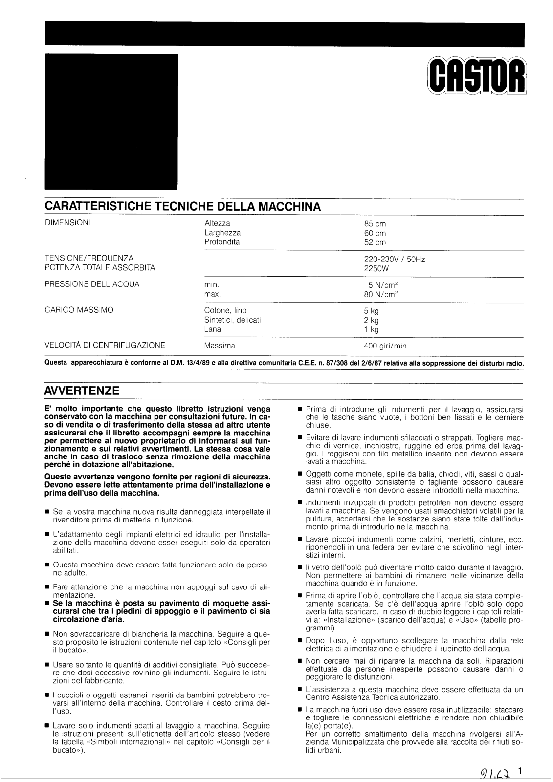 Castor CX450 Instructions Manual