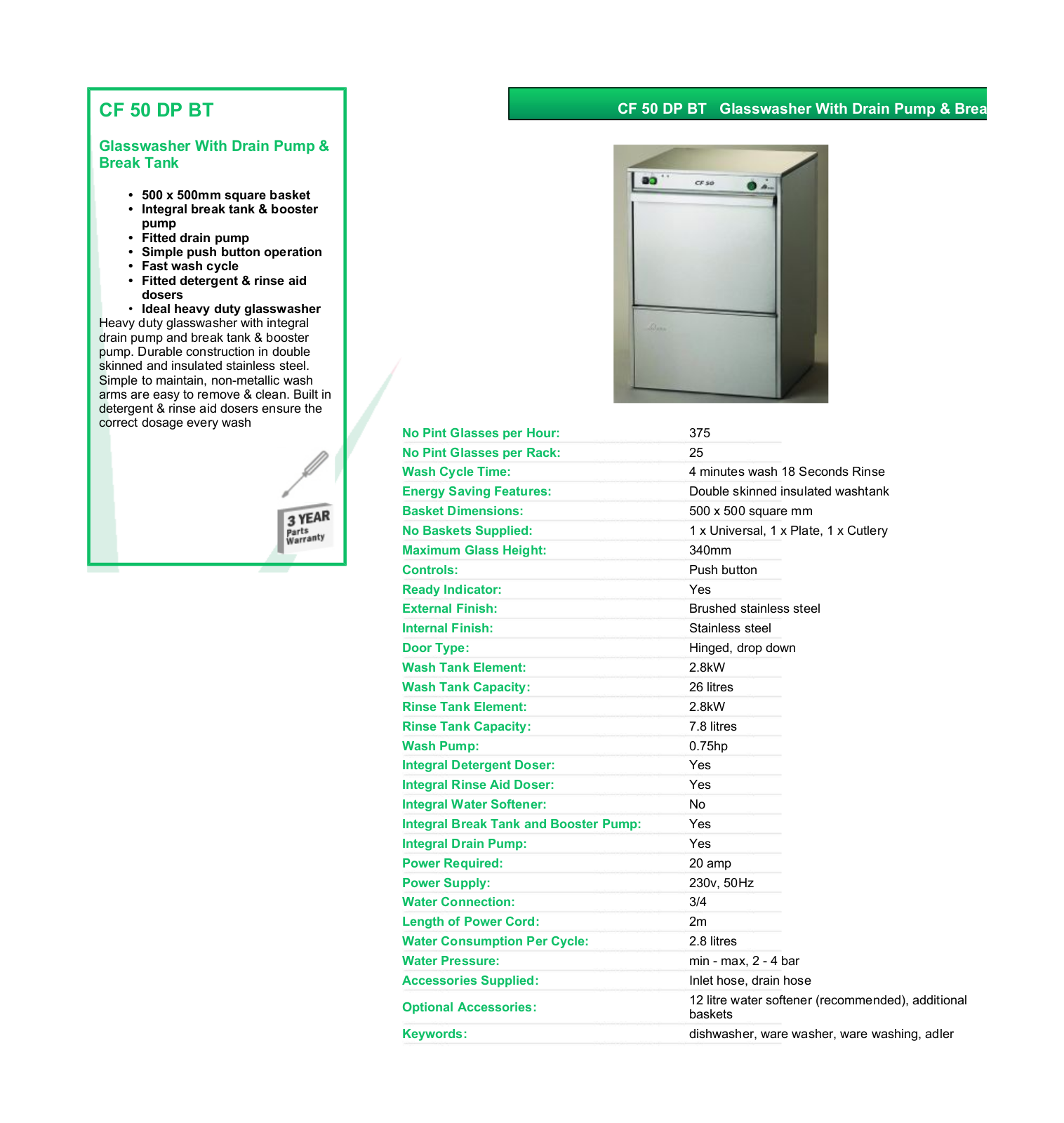 Valera CF 50 DP BT DATASHEET