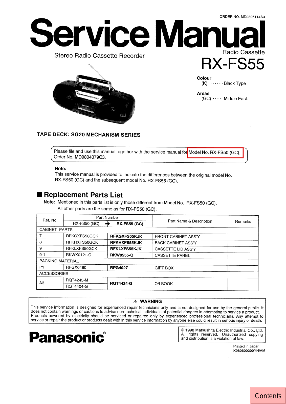 JVC RX FS55 GC Service Manual