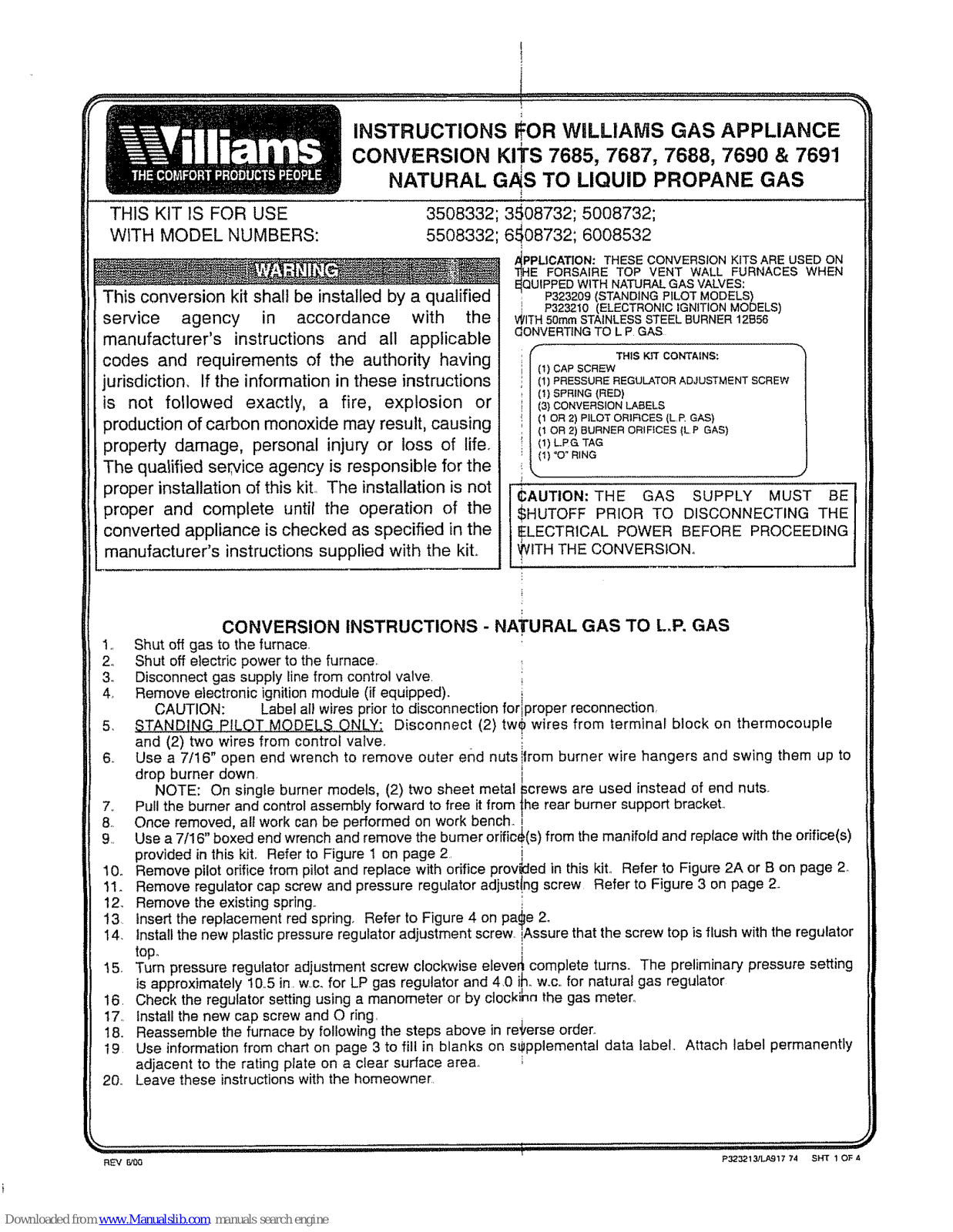 Williams 7691, 7687, 7690, 7688, 7685 Instructions Manual - ManualMachine.com
