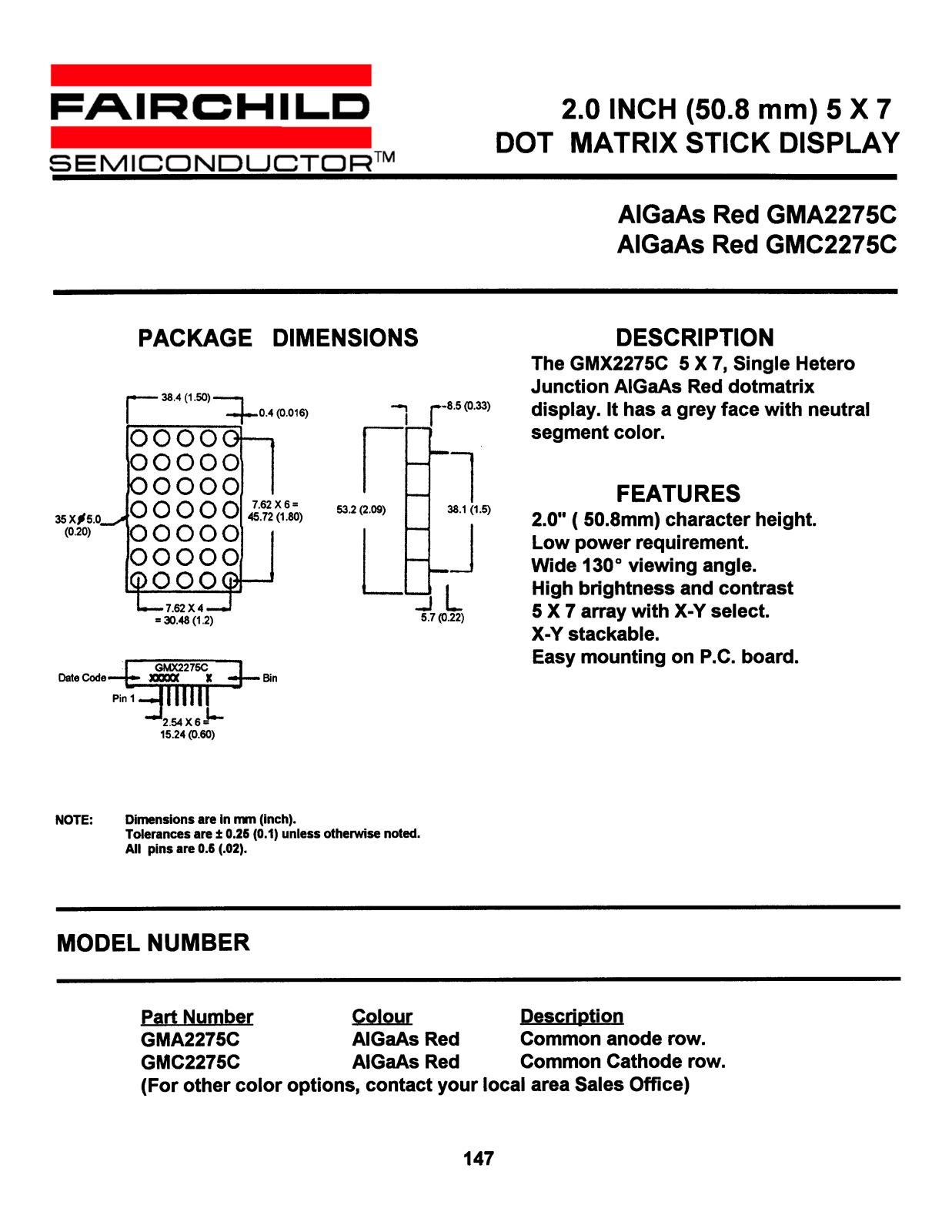 Fairchild Semiconductor GMA2275C, GMC2275C Datasheet