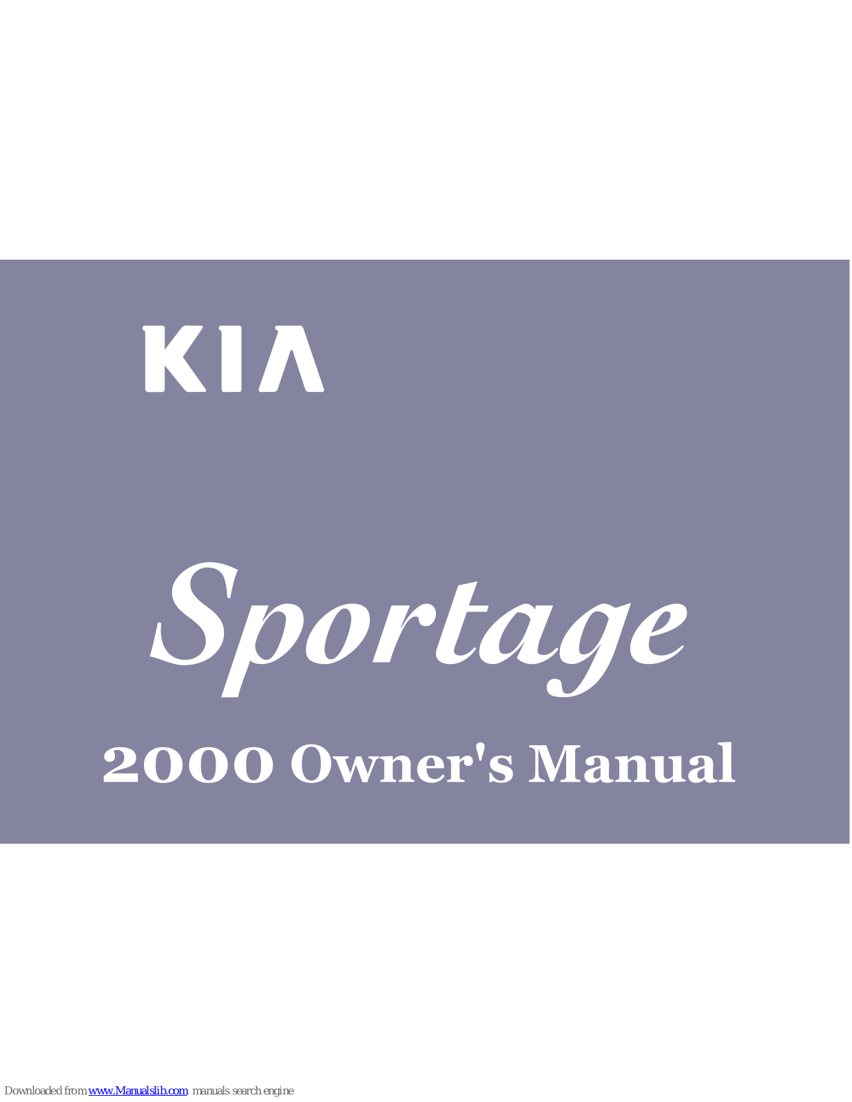 Kia 2000 Sportage Owner's Manual