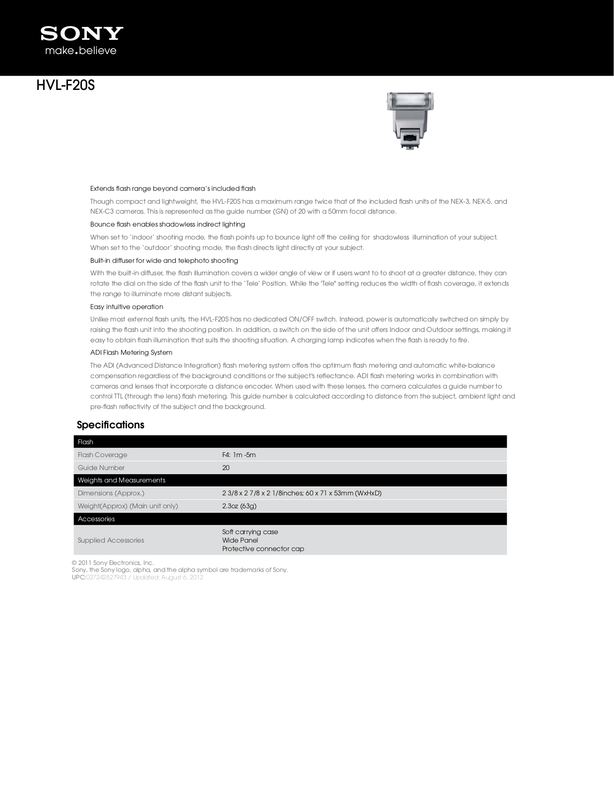 Sony HVL-F20S BROCHURE