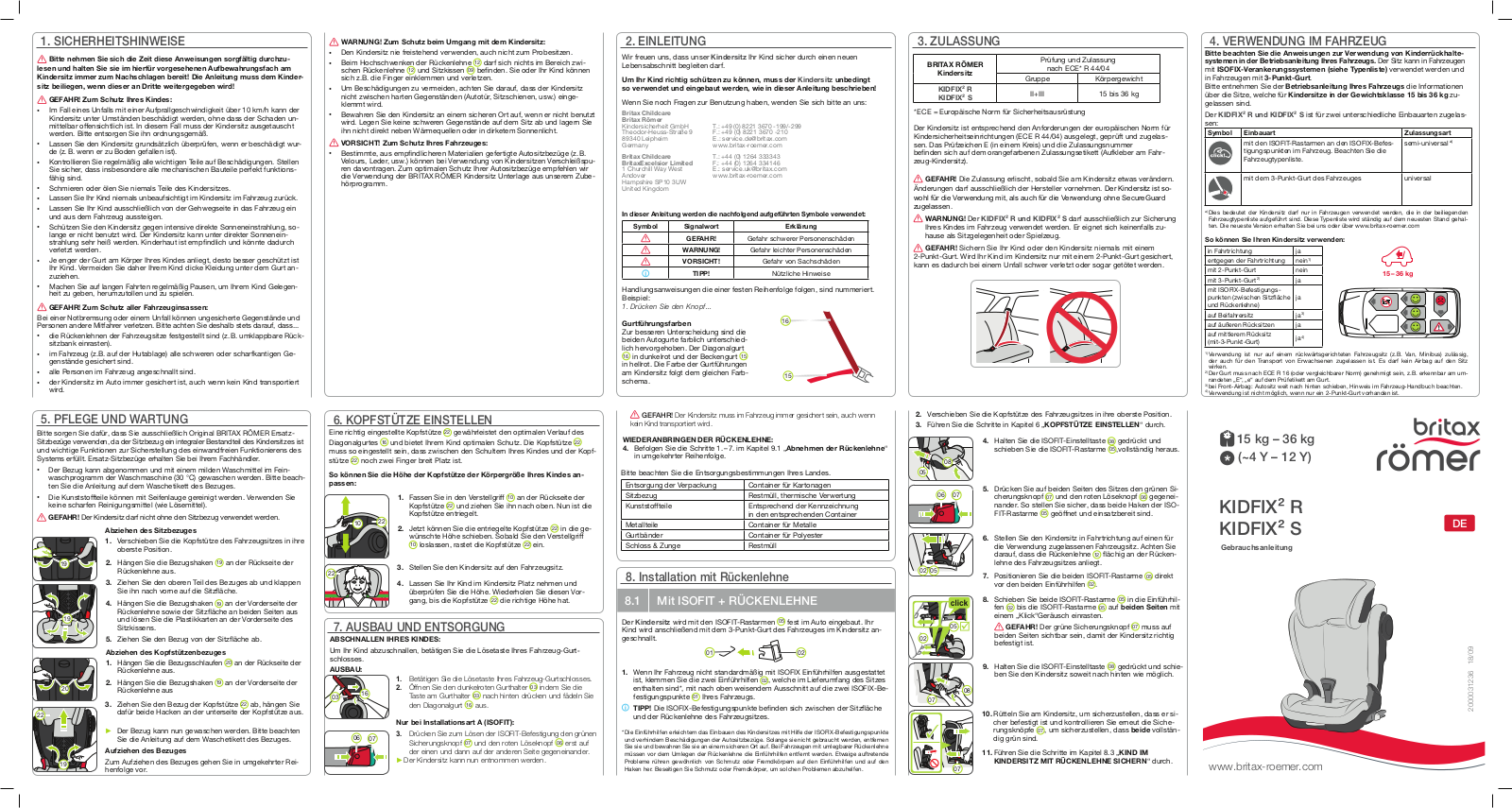 Britax Kidfix² R Service Manual