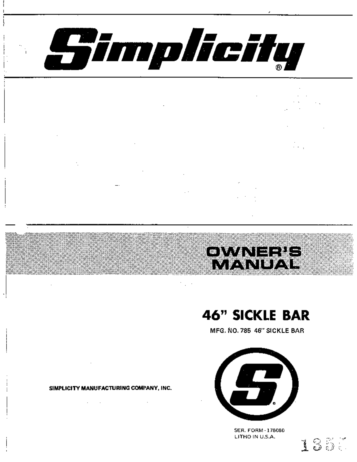 Simplicity 785 User Manual