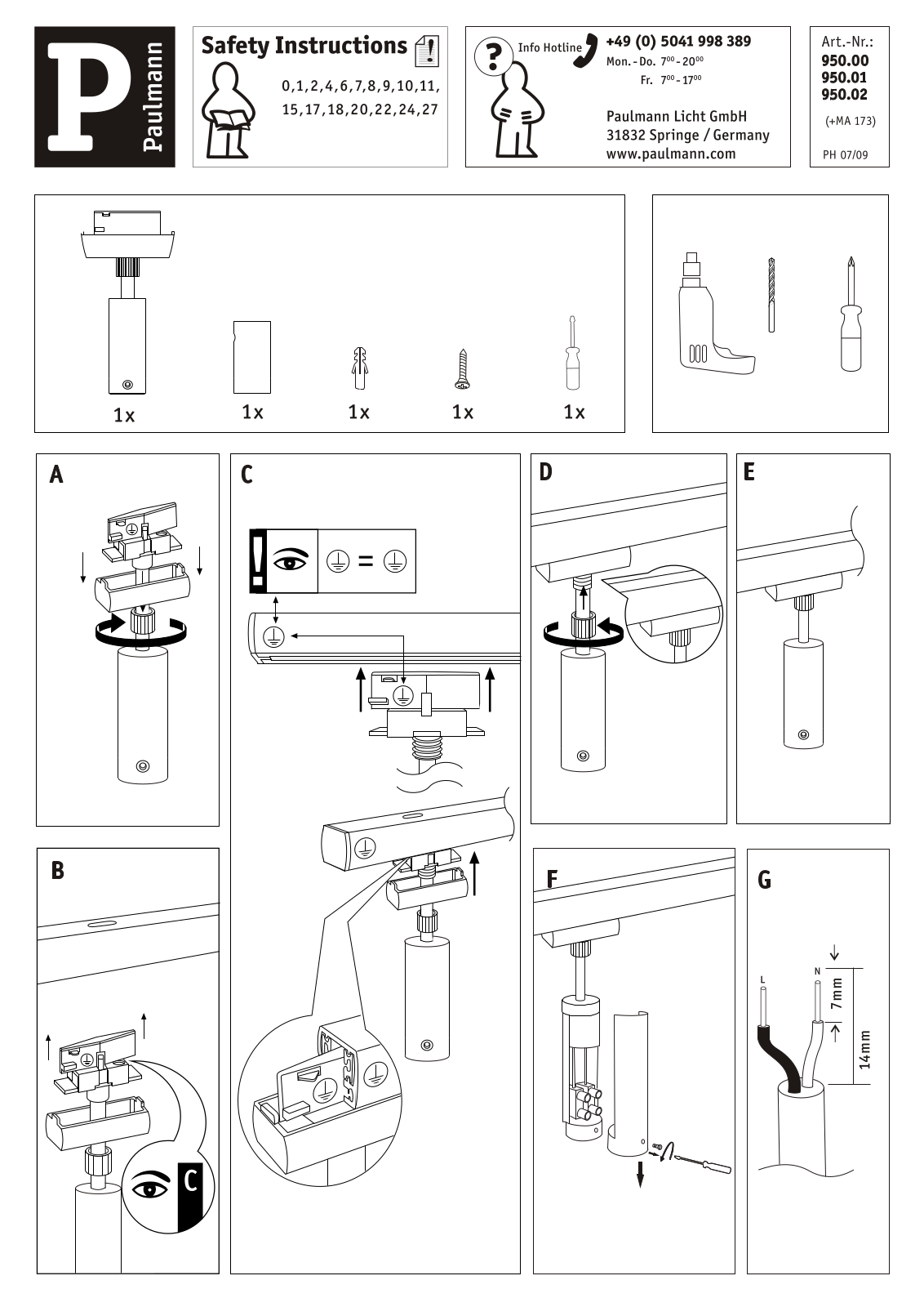 Paulmann 95000, 95001, 95002 Safety instructions - ManualMachine.com