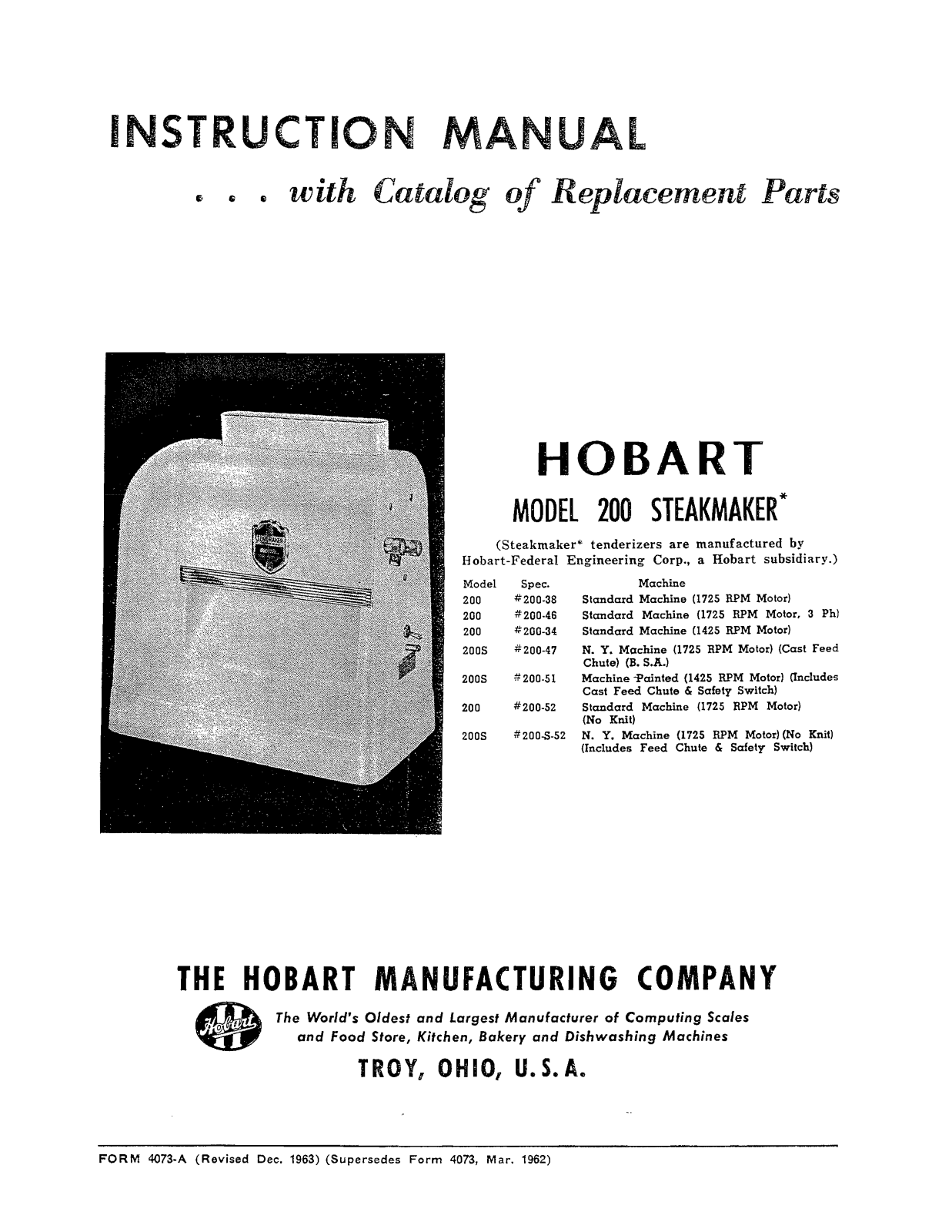 Hobart 200 Operator’s Manual