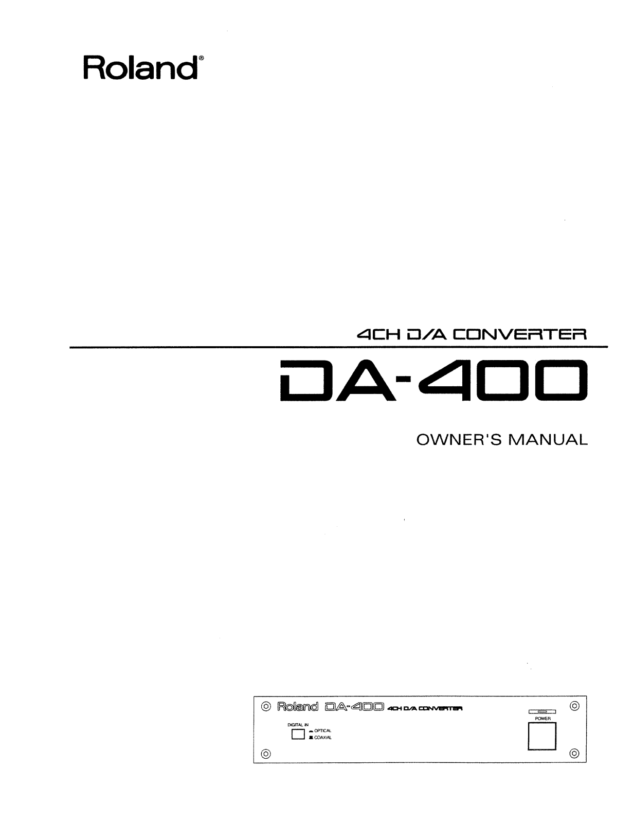 Roland Corporation DA-400 Owner's Manual