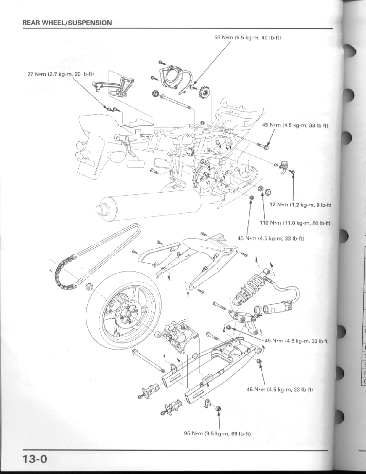 Honda CBR600F3 Service Manual 13 rear susp