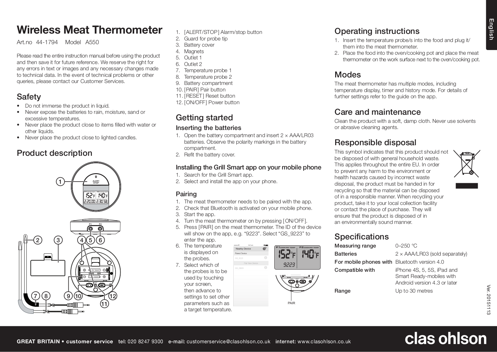 Clas Ohlson A550 User Manual