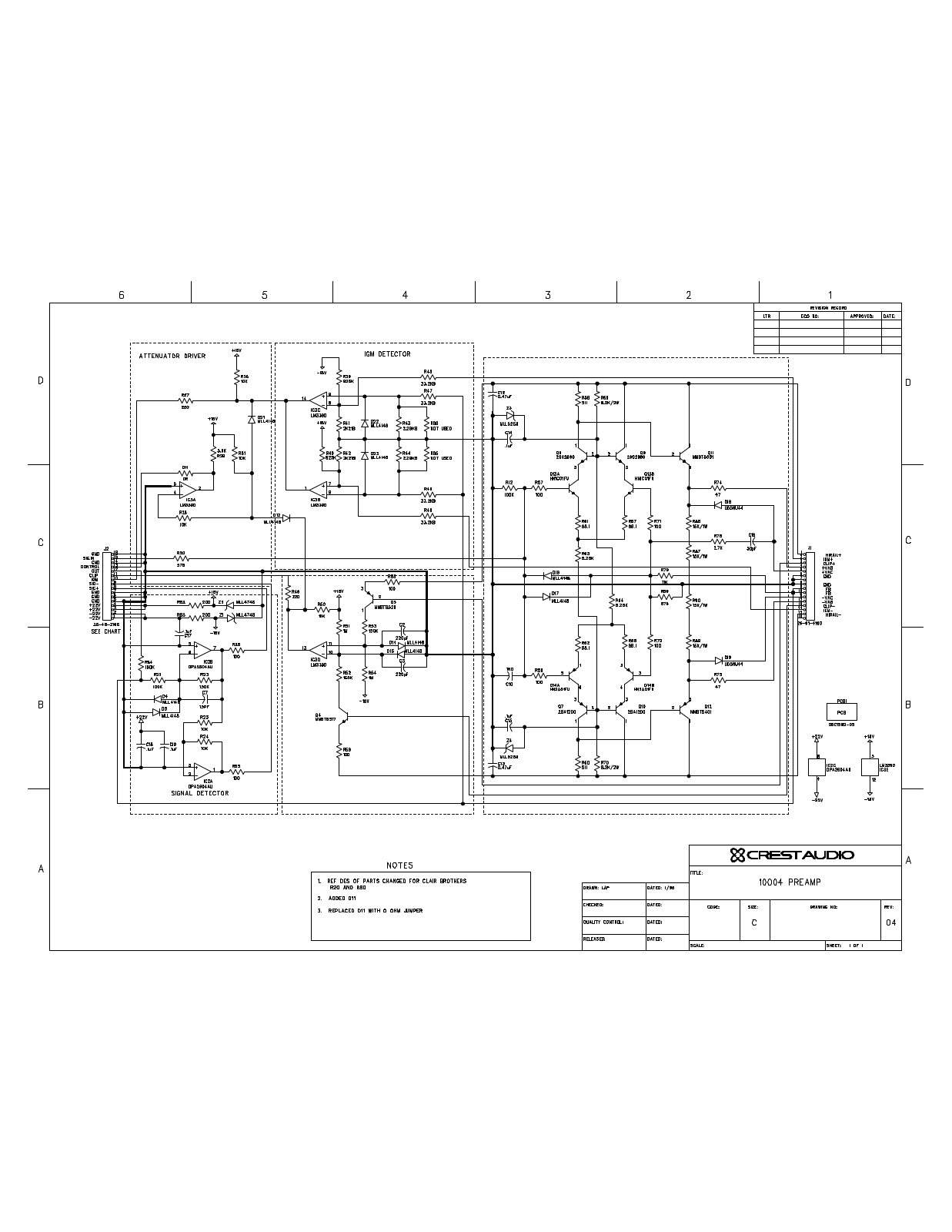 Crest 10004, 10k4 Preamp Schematic