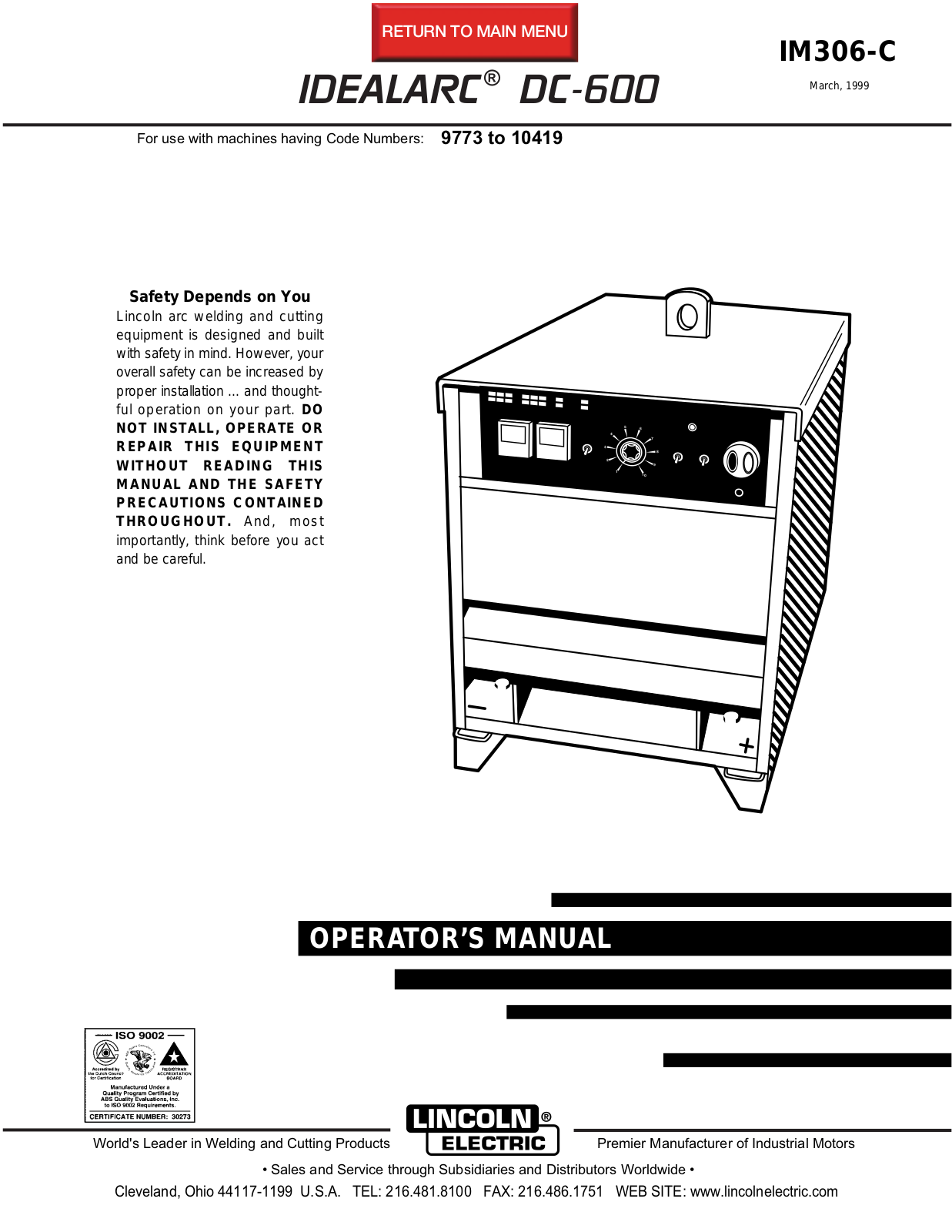 Lincoln Electric IM306 User Manual