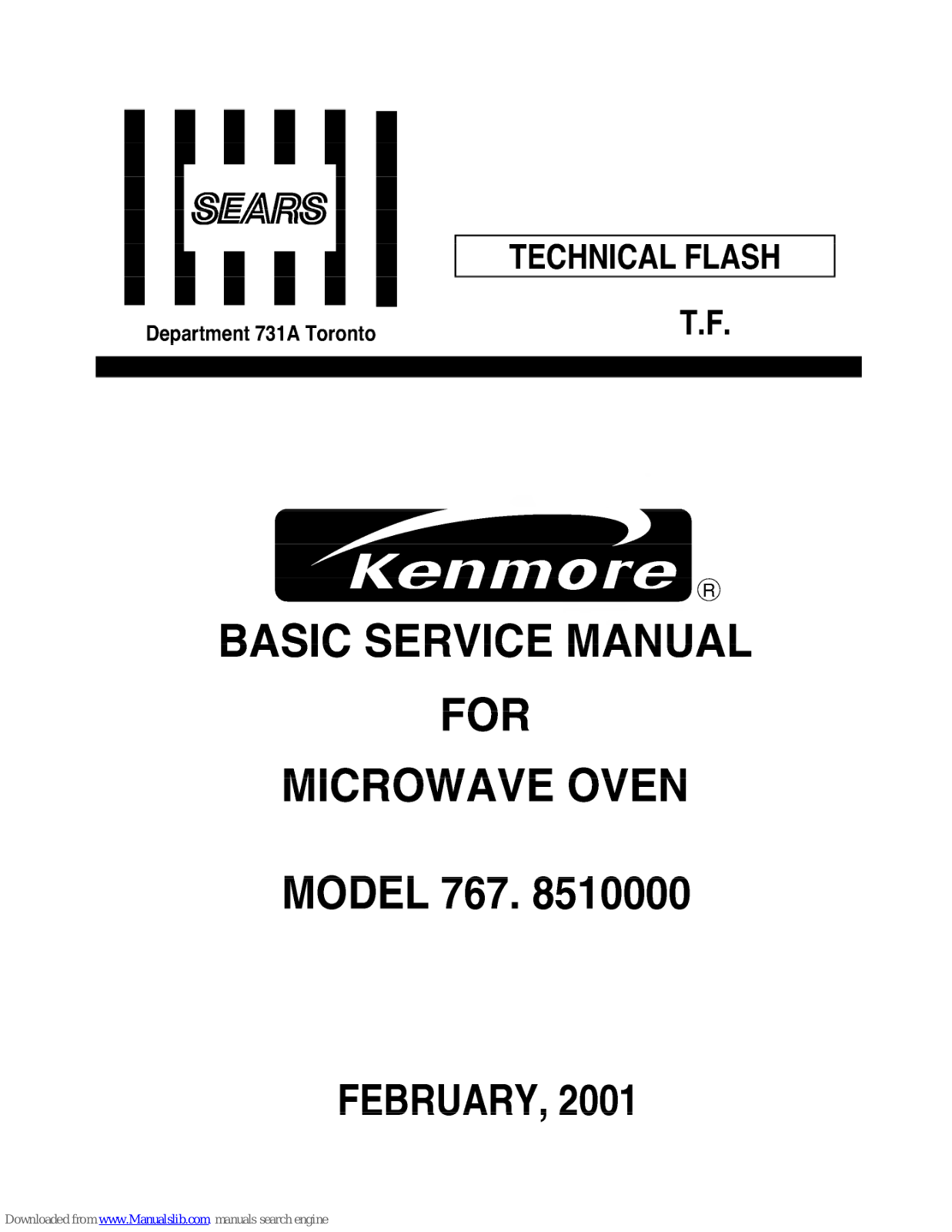 Kenmore 767.8510000 Basic Service Manual