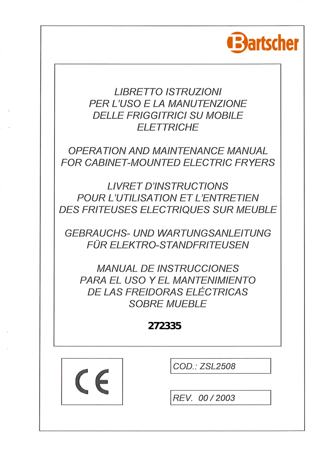 Bartscher 272335 Operating instructions - ManualMachine.com