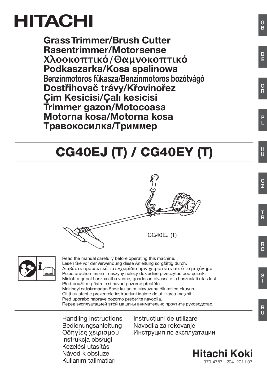 HITACHI CG40EJ, CG40EY User Manual