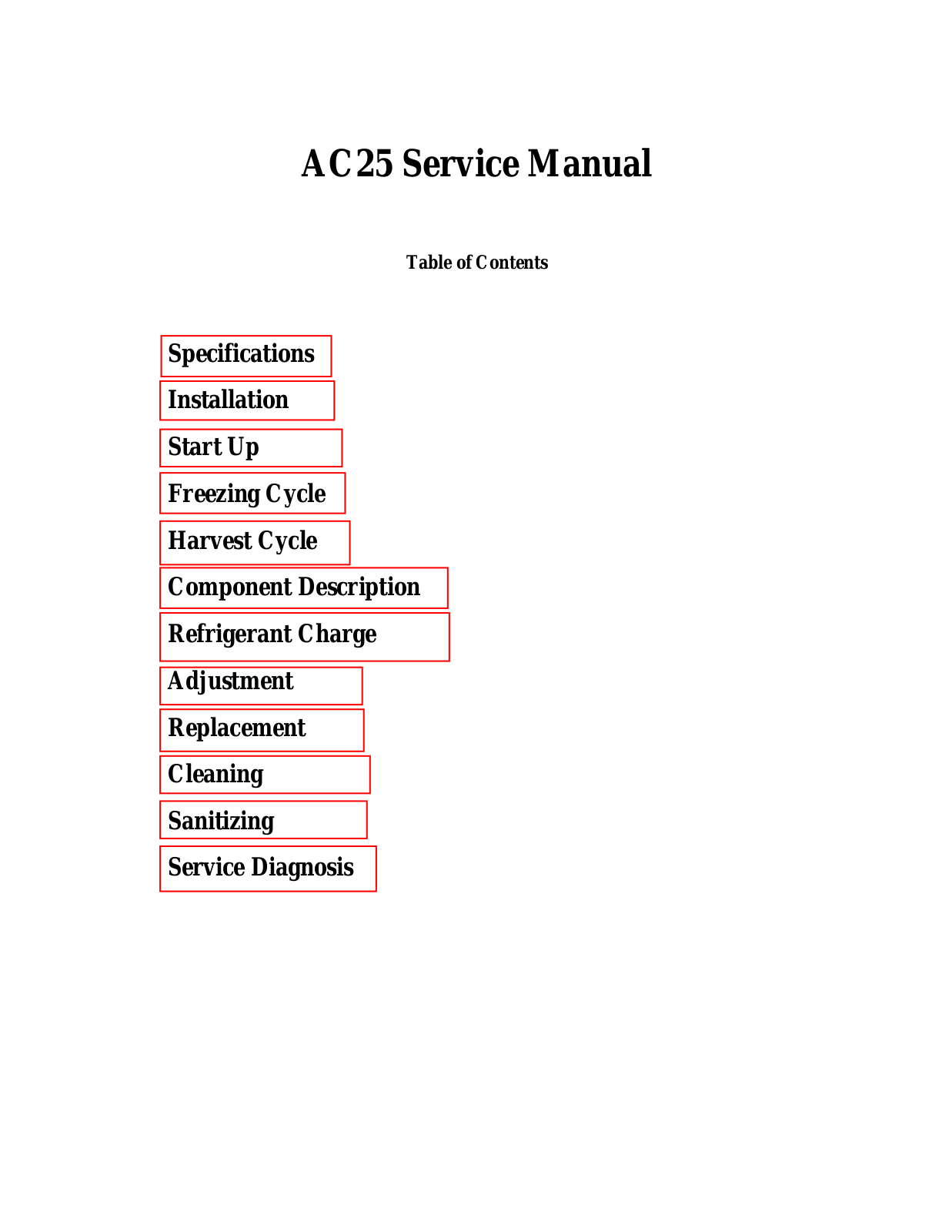 Scotsman AC25 SERVICE MANUAL