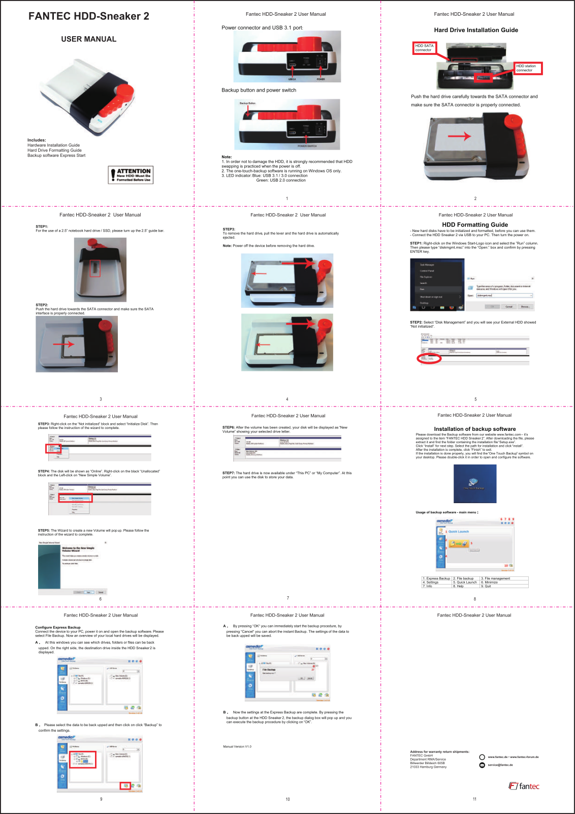 Fantec HDD-Sneaker 2 operation manual