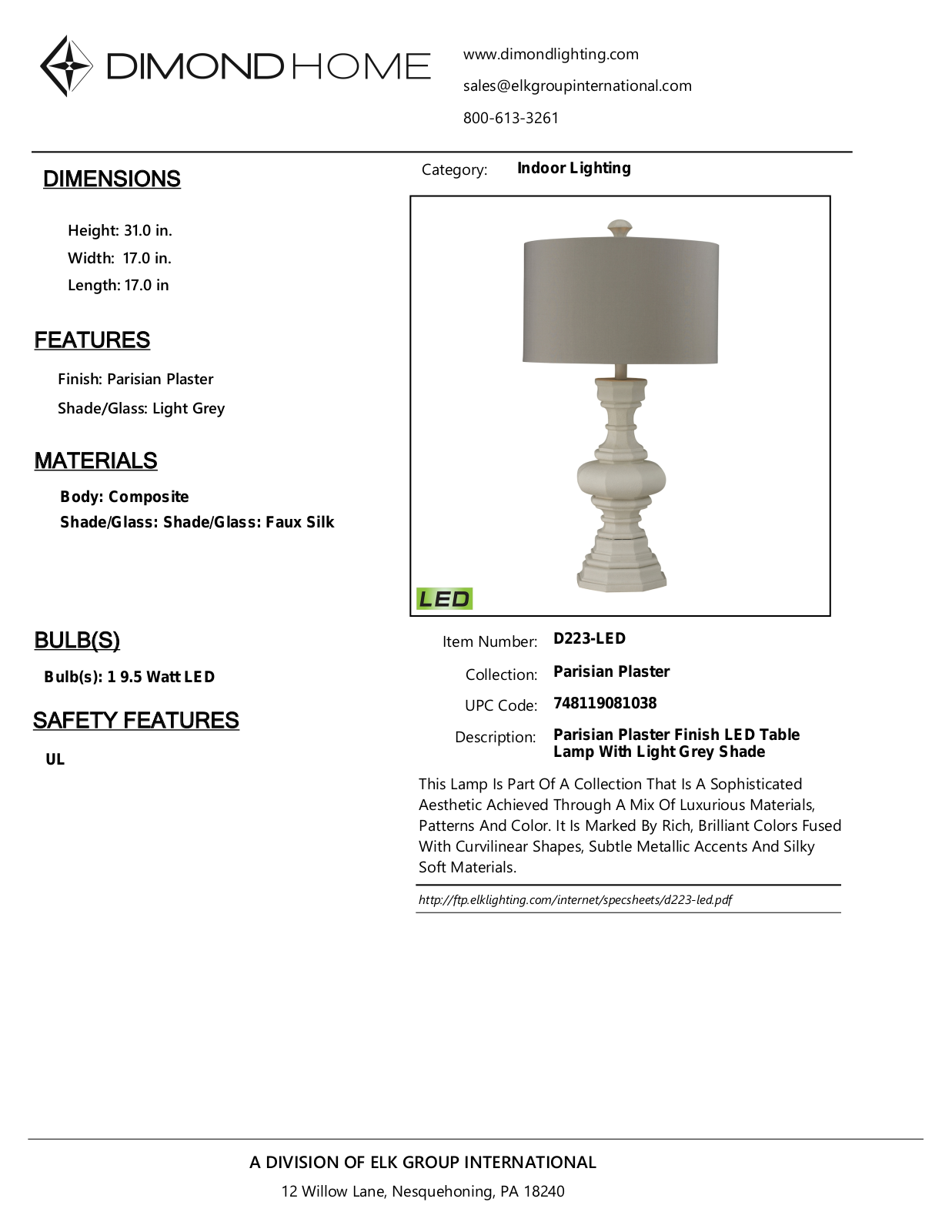 ELK Home D223LED User Manual