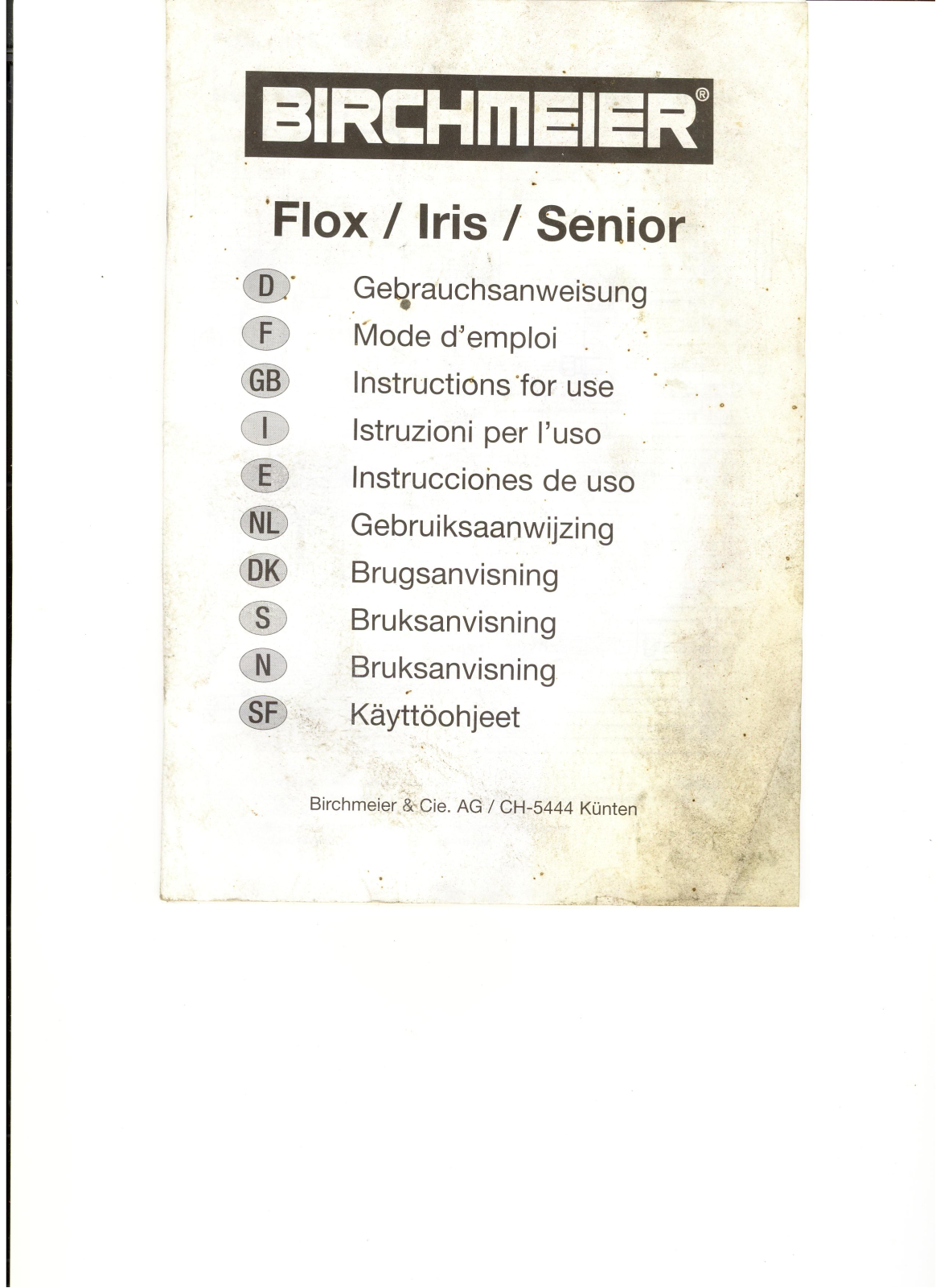 BIRCHMEIER FLOX, IRIS, SENIOR User Manual