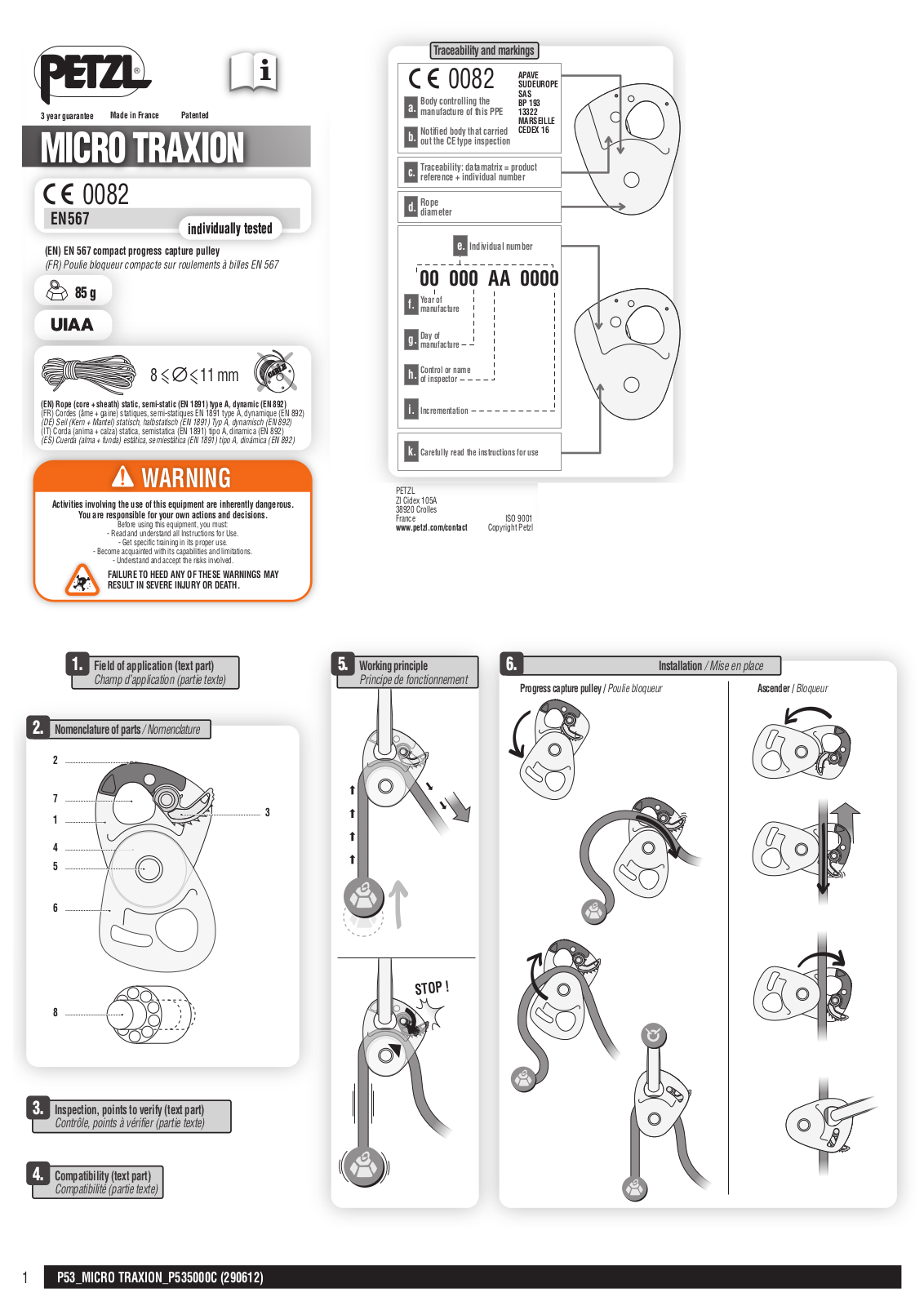 Petzl MICRO TRAXION User Manual