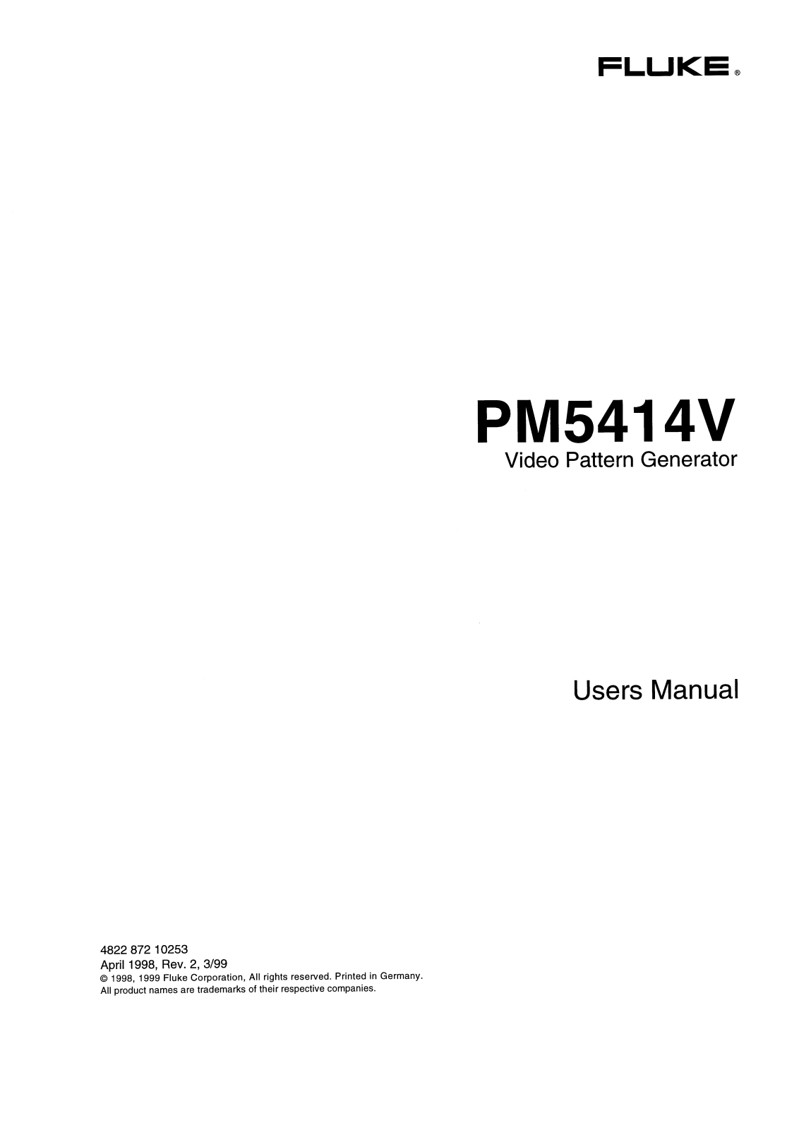 Fluke PM5414V User Manual