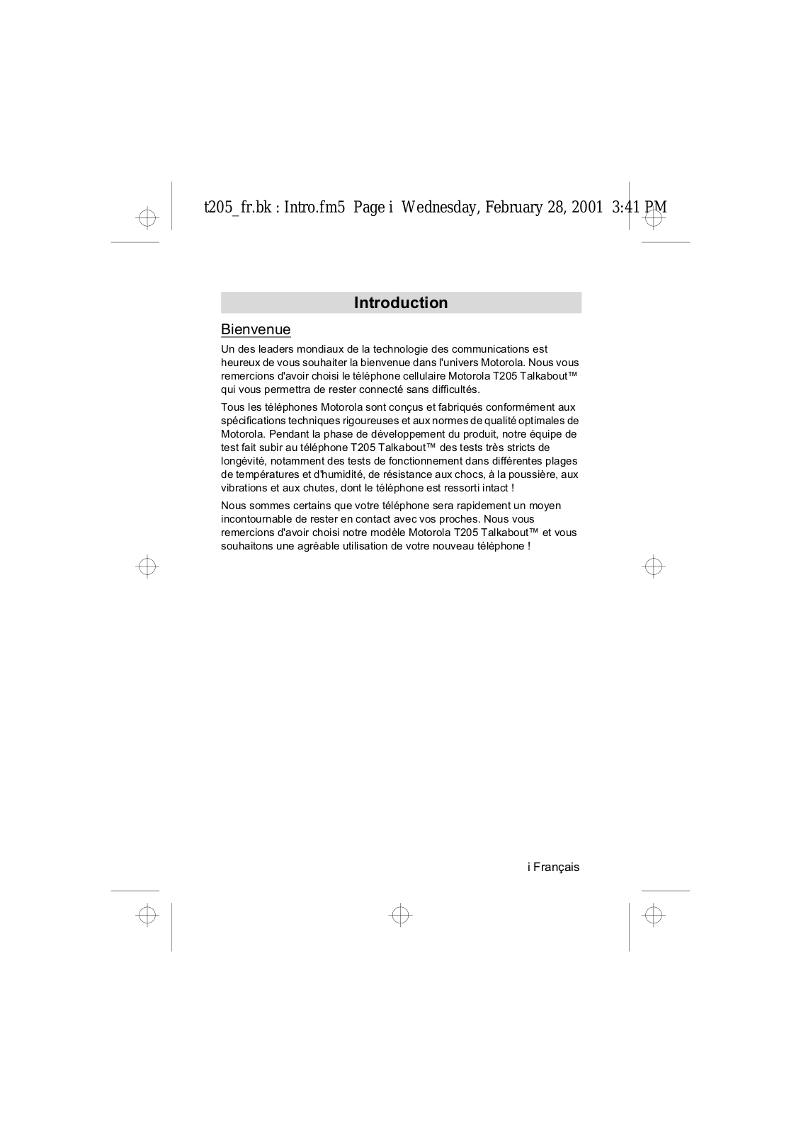 Motorola T205 User Manual