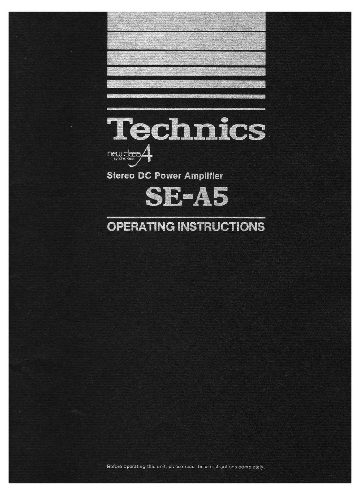 Technics SE-A5 Owners Manual