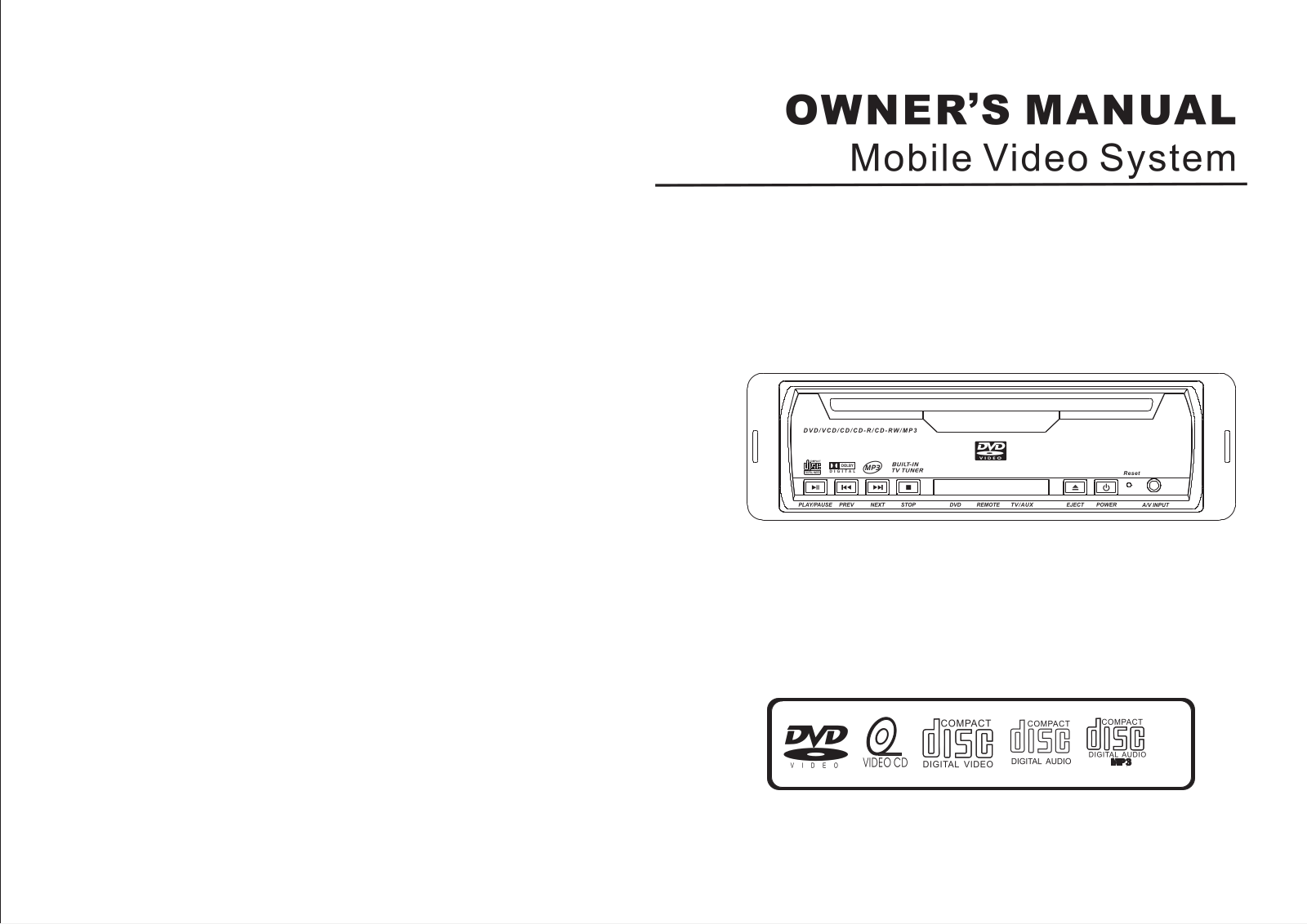 Power Acoustik PADVD-370T Owners Manual